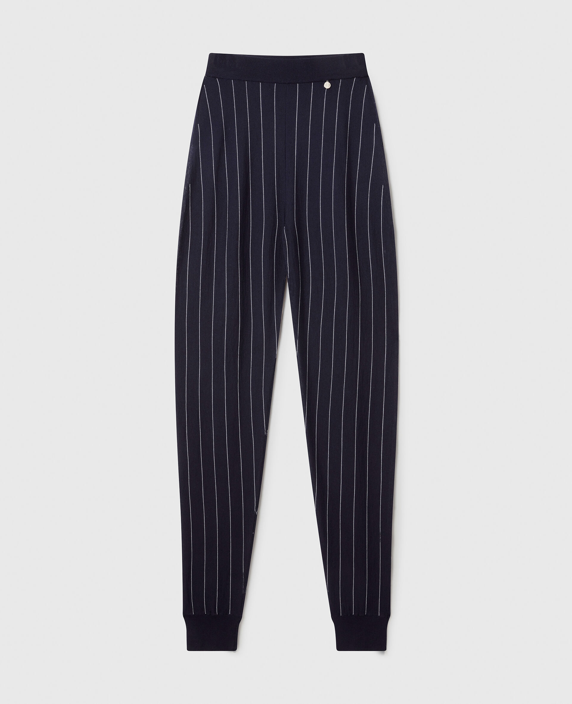Elasticated Waistband Pinstripe Joggers-Blue-large image number 0