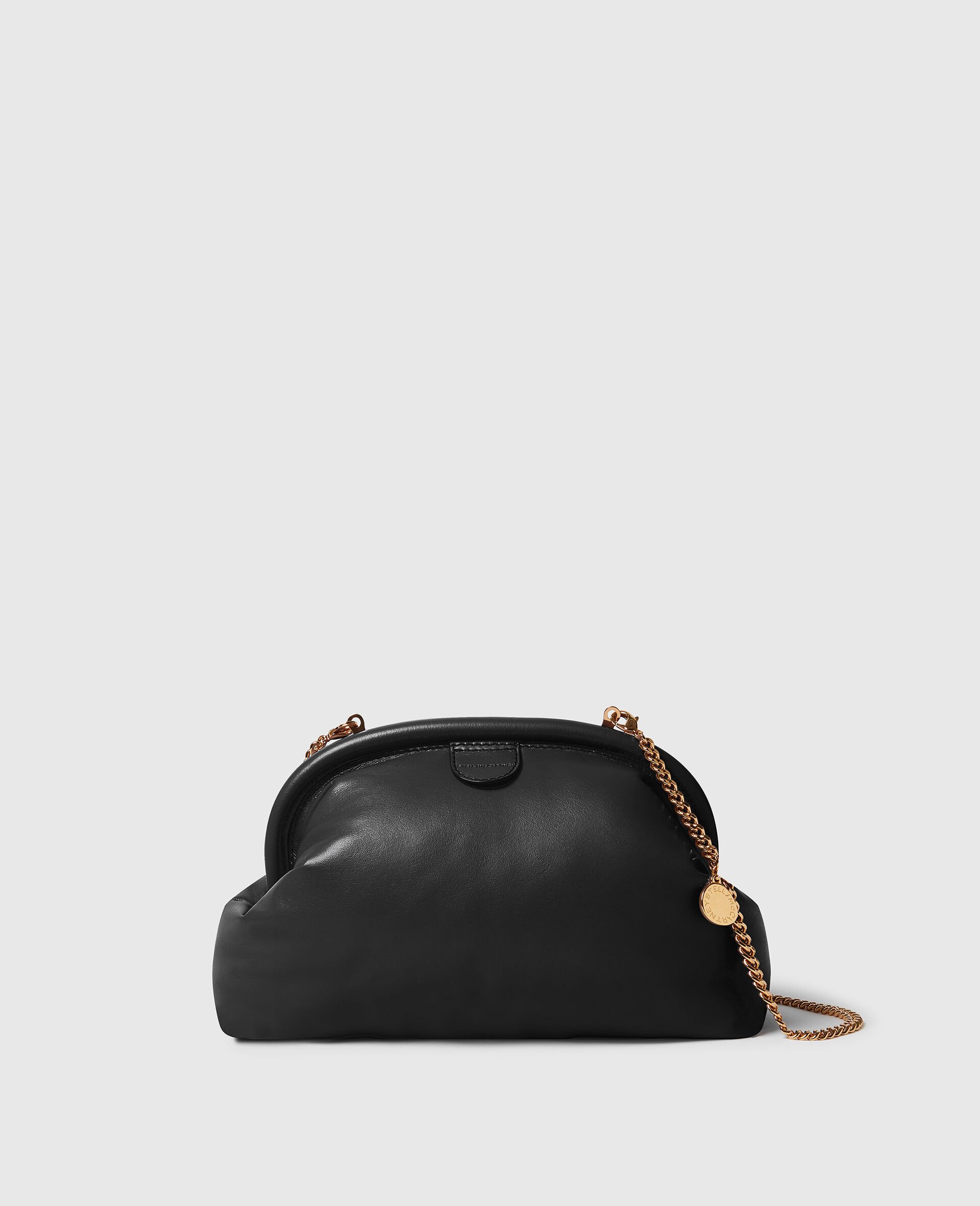 Falabella Padded Soft Clutch with Chain-Black-medium