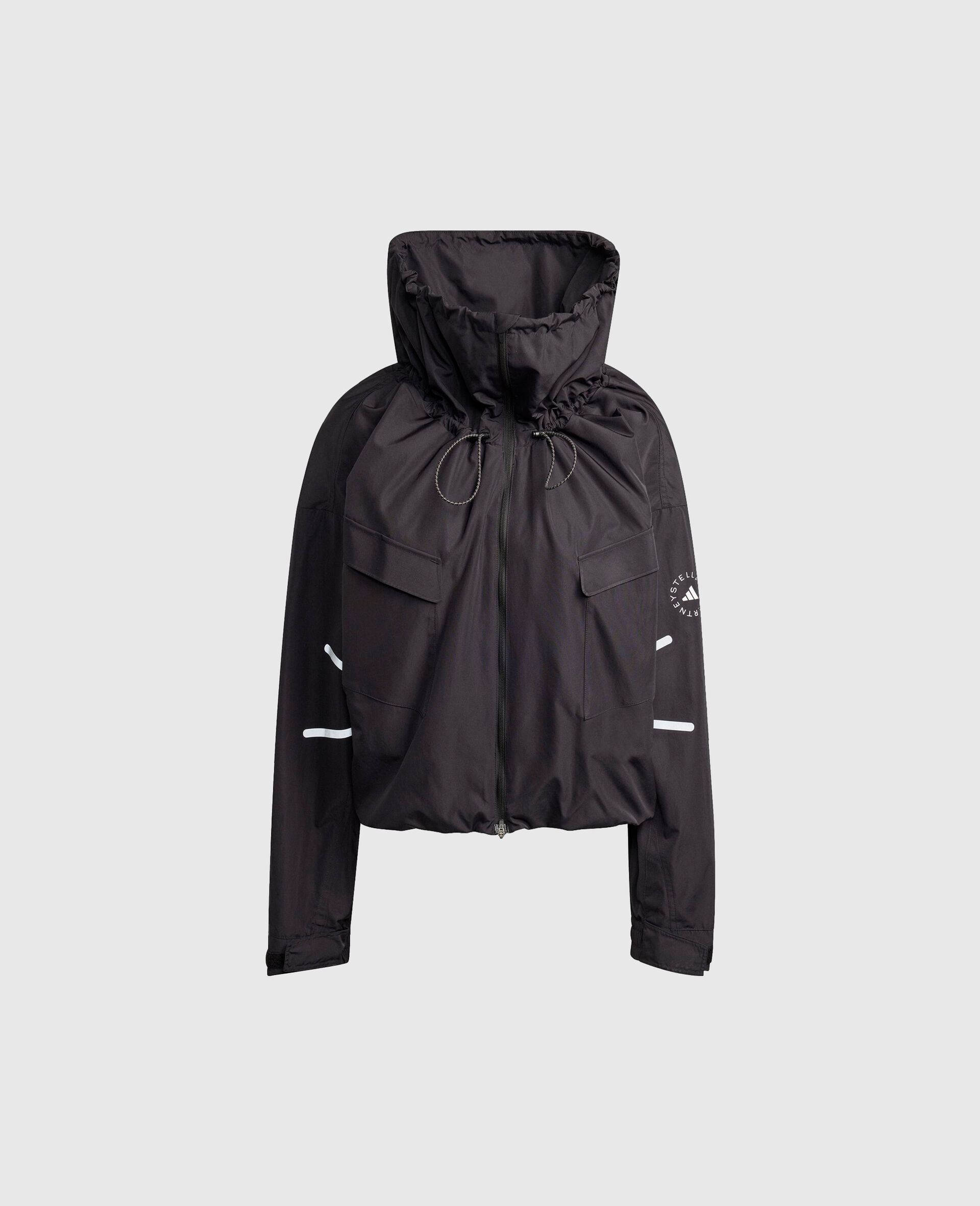 High-Neck Hooded Jacket-Black-large image number 0