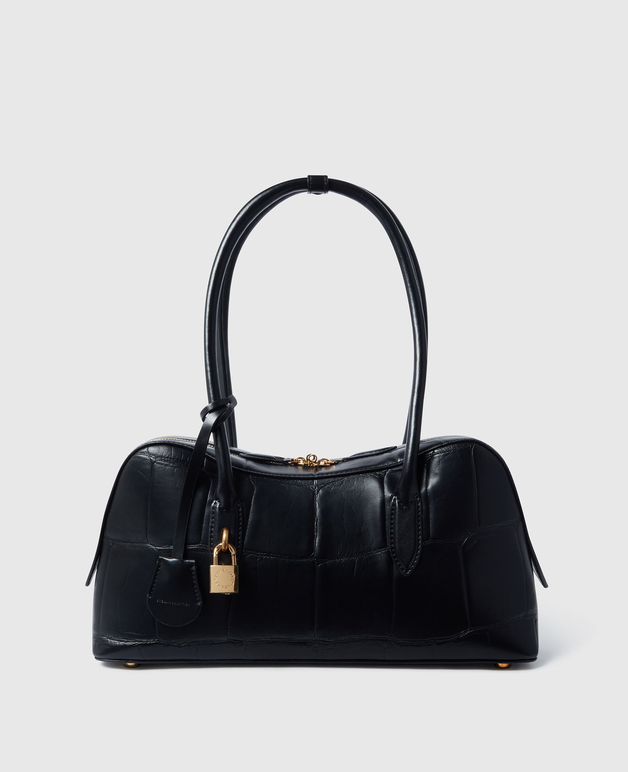 Women Black Ryder Crocodile-Embossed Shoulder Bag | Stella