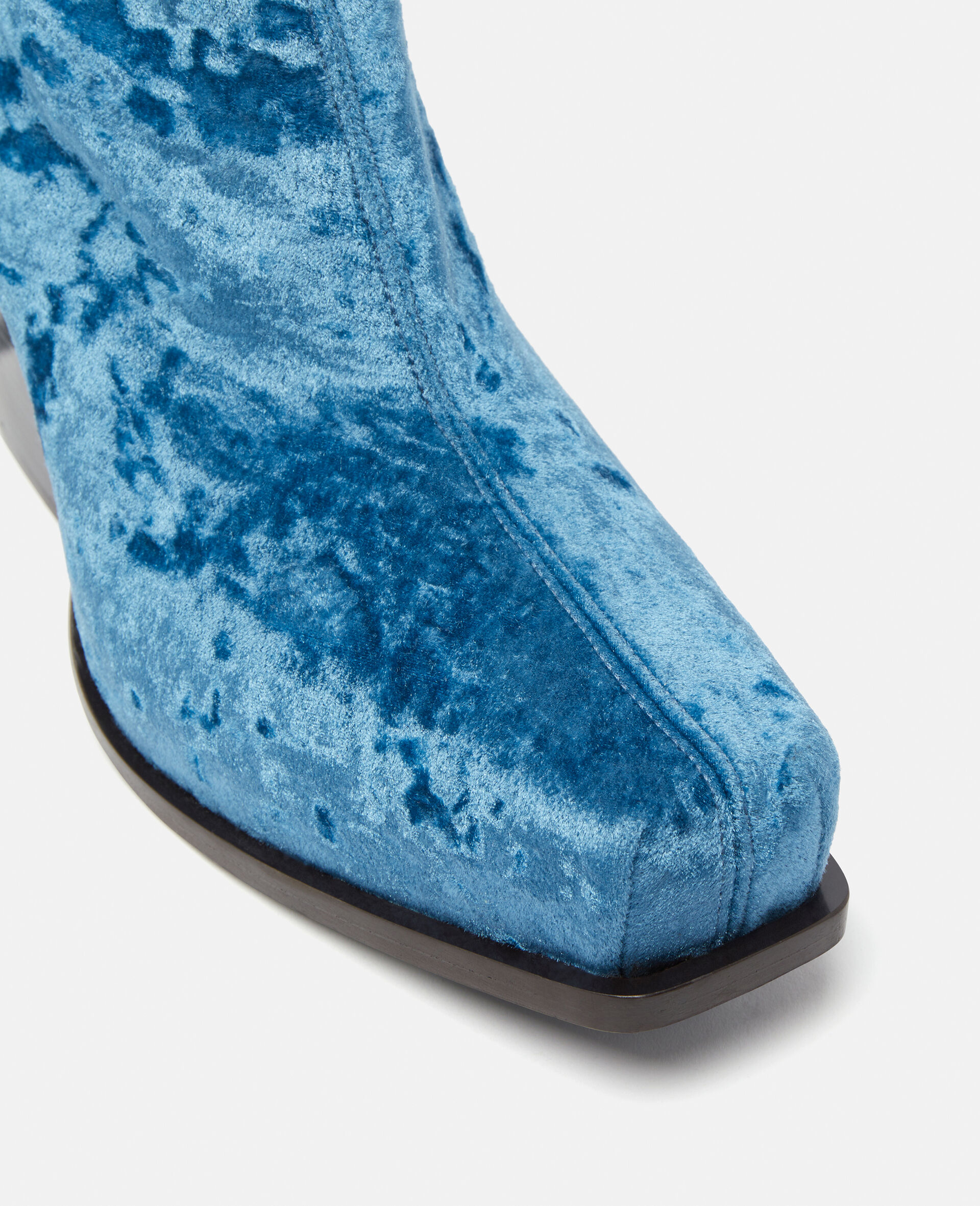 Cowboy Crushed Velvet Ankle Boots-Blue-large image number 4