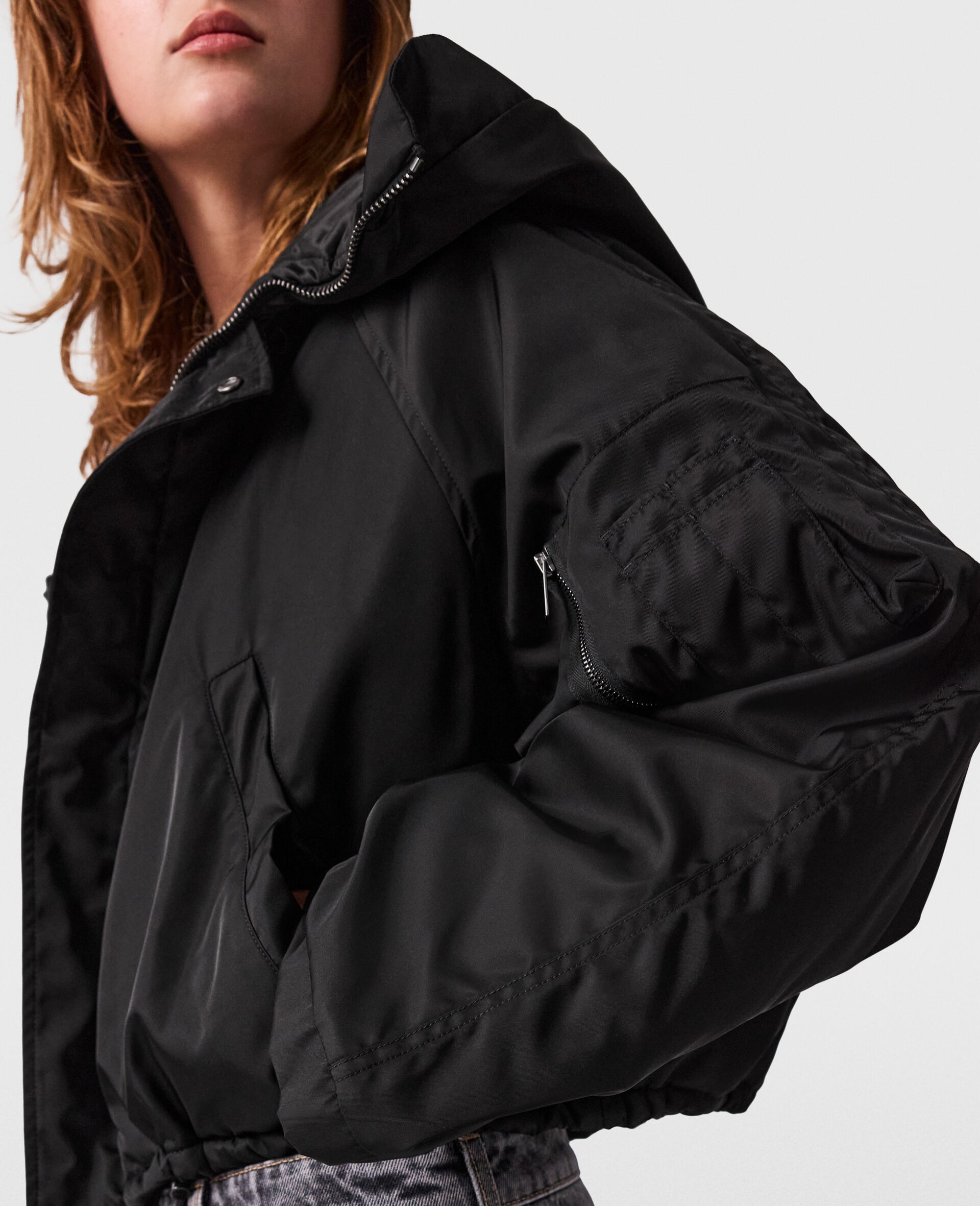 Hochgeschlossene, langärmelige Jacke-Schwarz-large image number 2