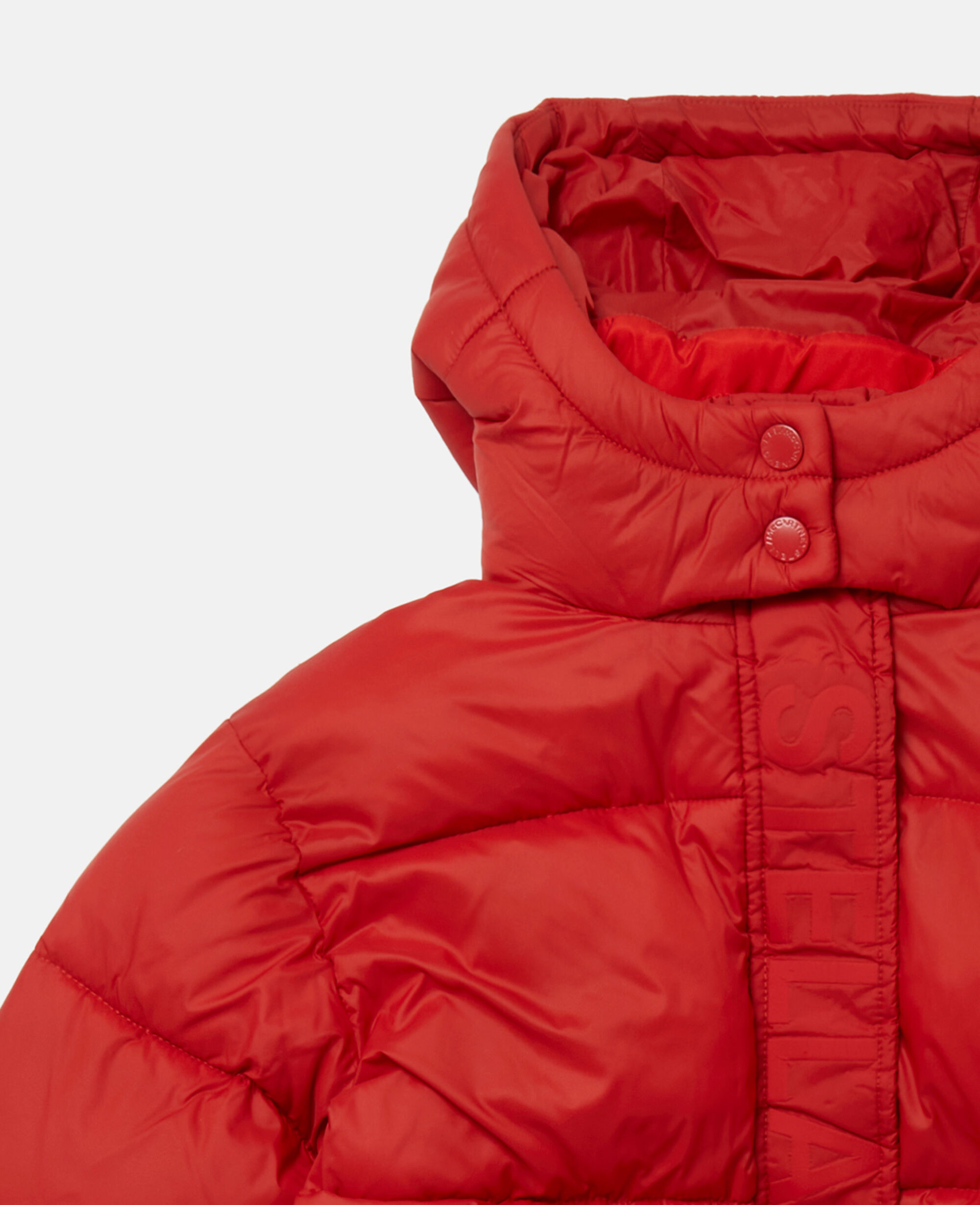 Red longline padded coat top