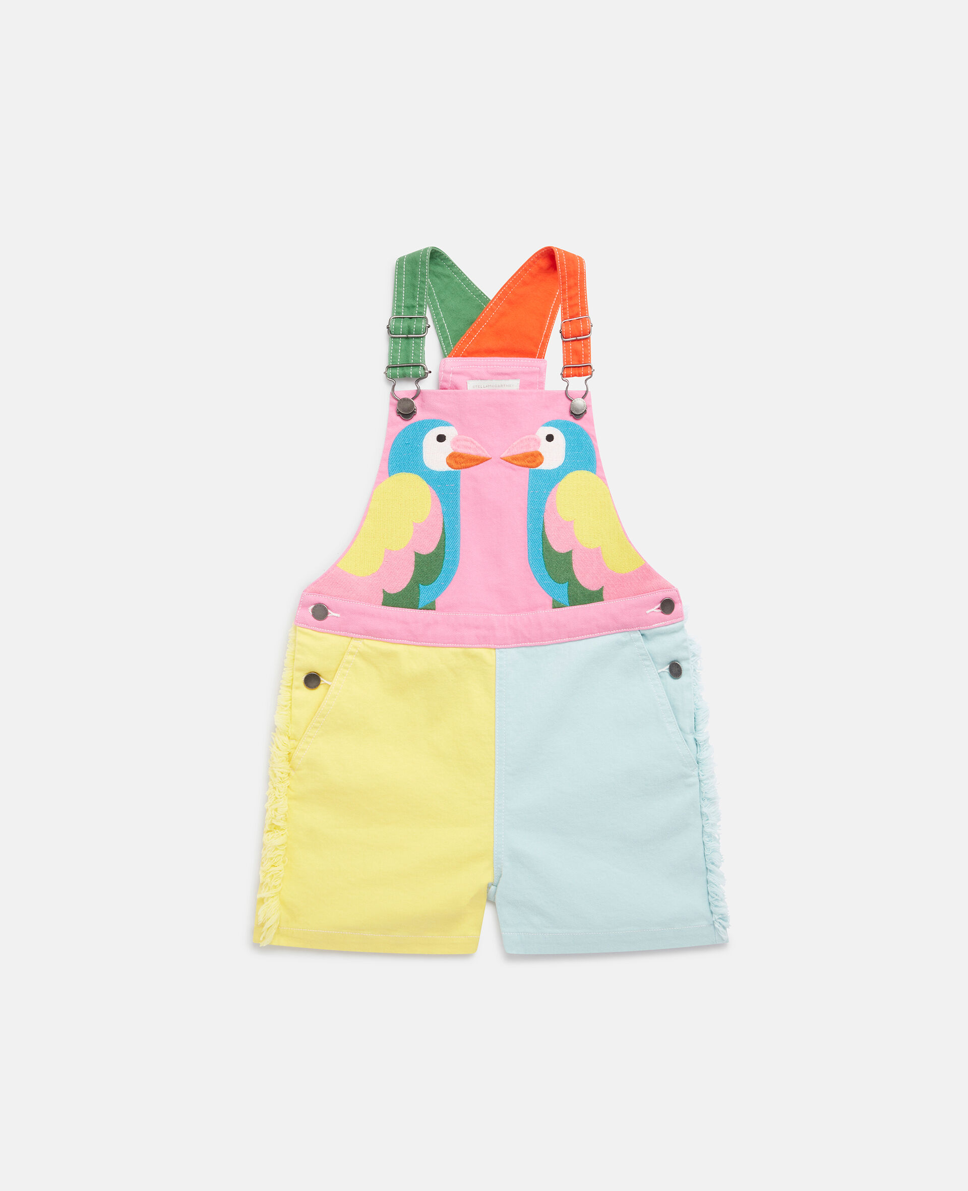 Double Baby Parrot Print Dungarees-Multicolour-large image number 0