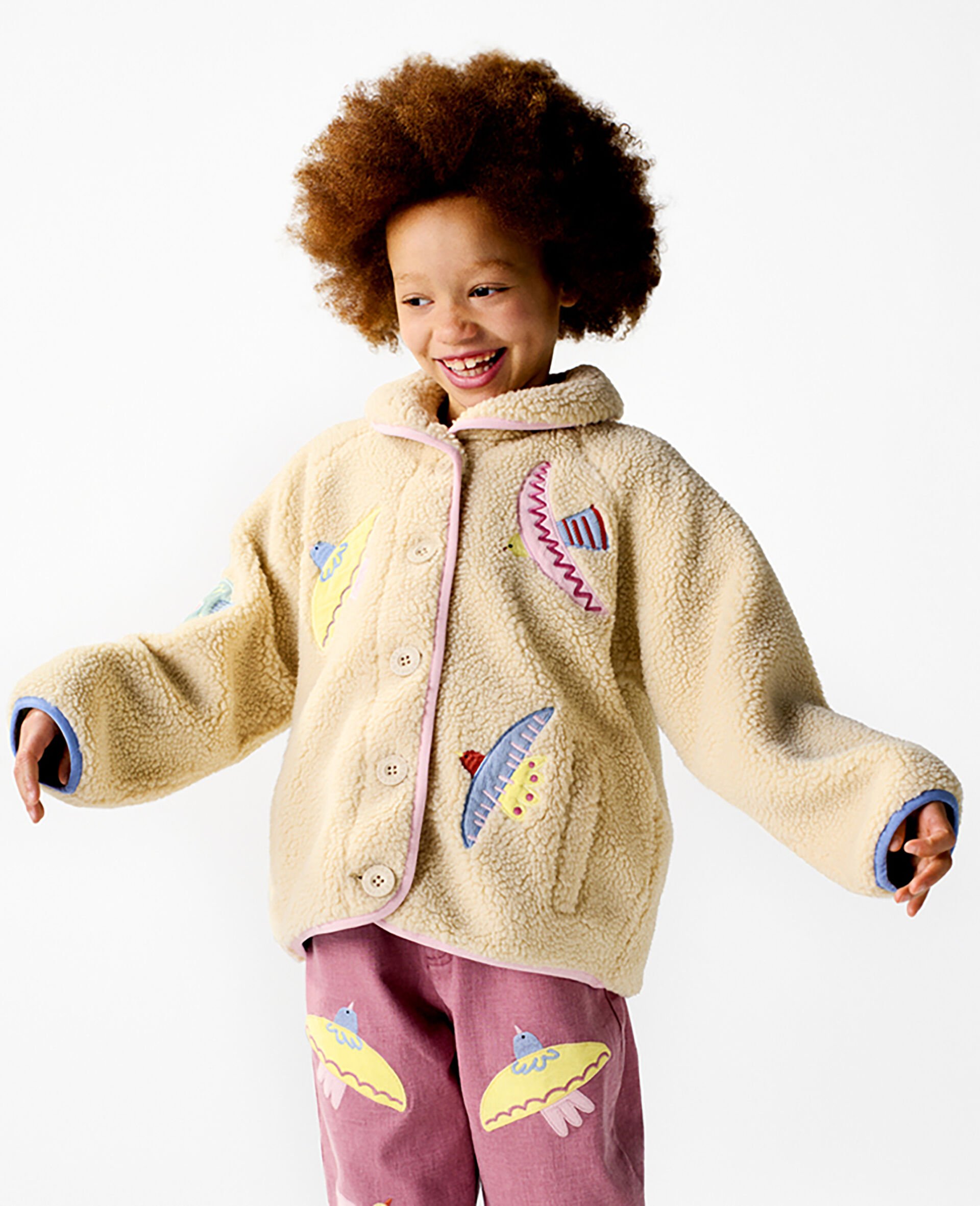 Dove Embroidered Fleece-Beige-model