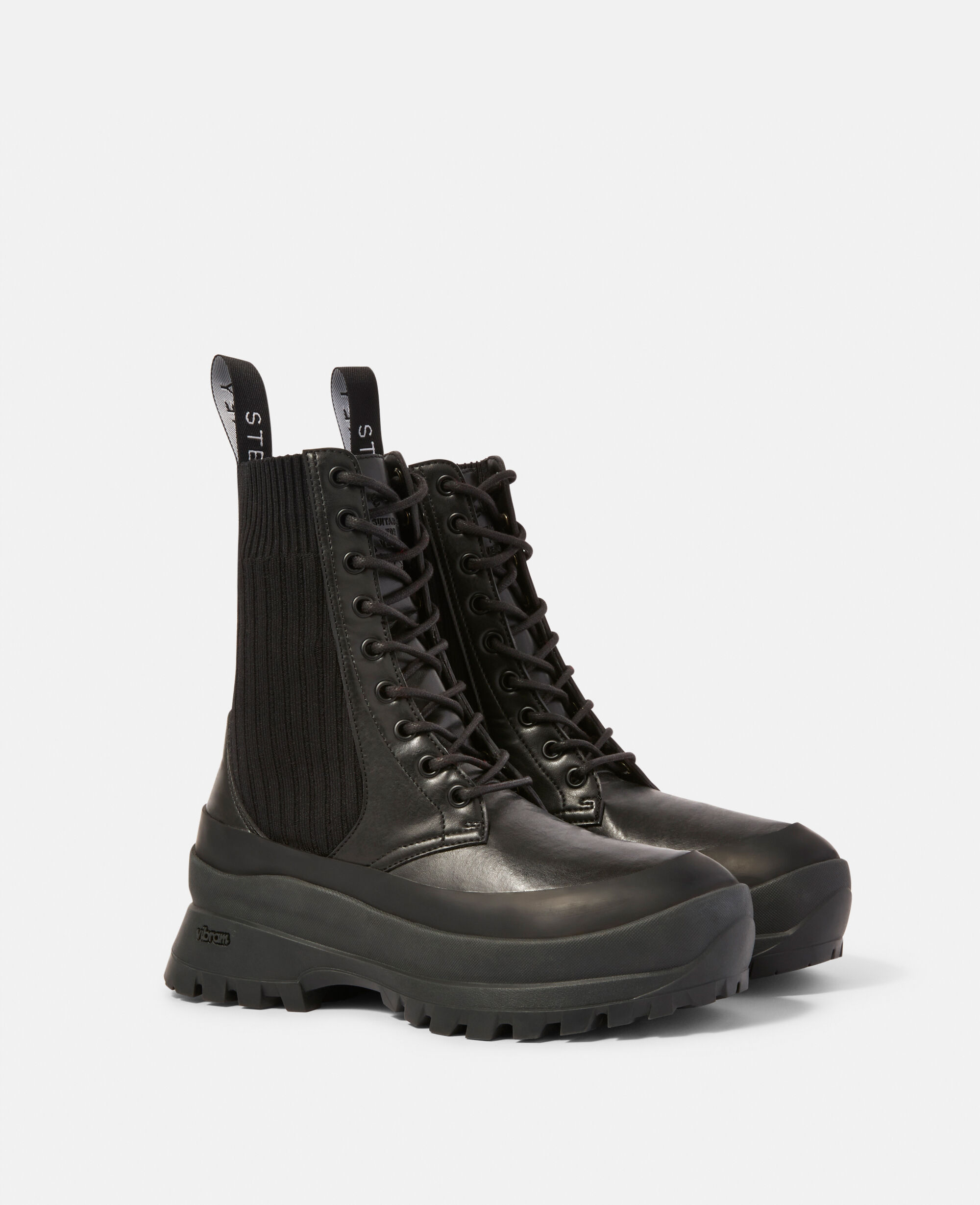 最旬トレンドパンツ Biker Lace-Up Trace Black Women Boots US McCartney Stella | 靴