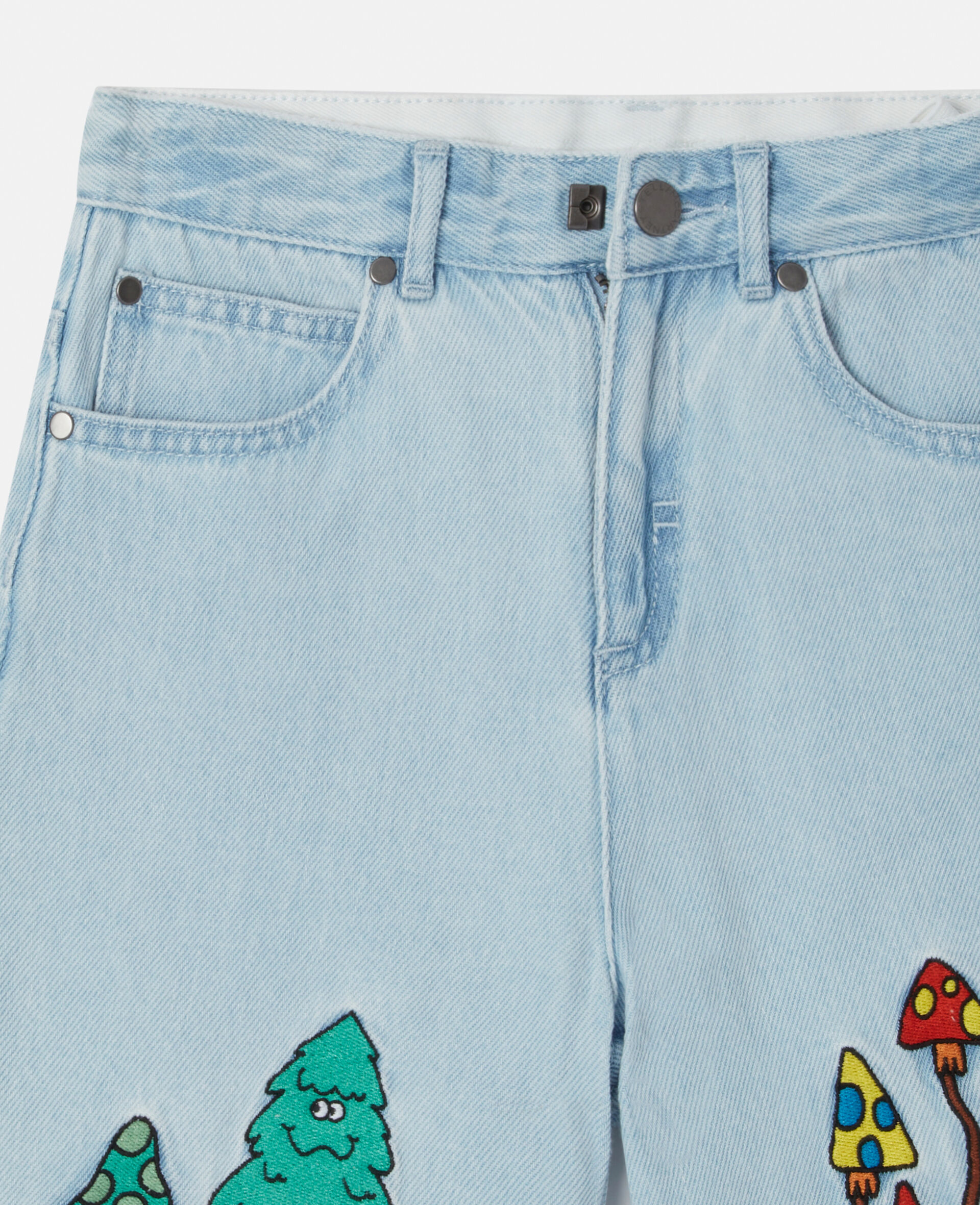 Woodland Friends Denim Shorts-Blue-large image number 1