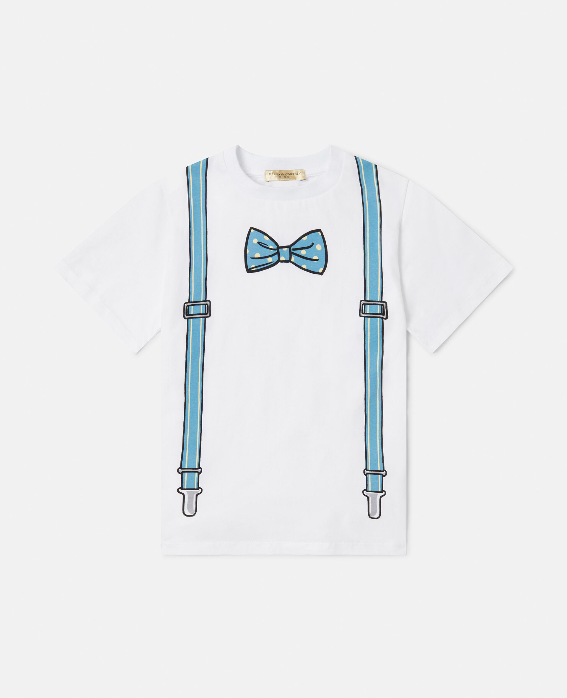 Bow Tie and Suspender Print T-Shirt-White-large image number 0