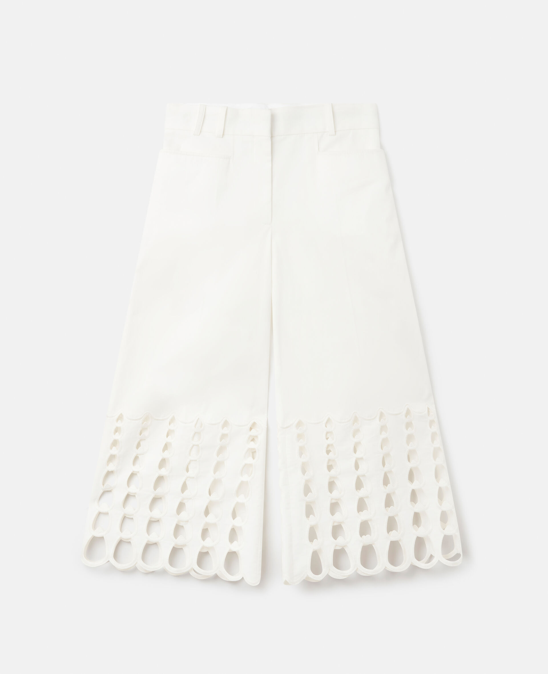Pantalon avec broderie en crochet de coton brillant Blanc pour Women