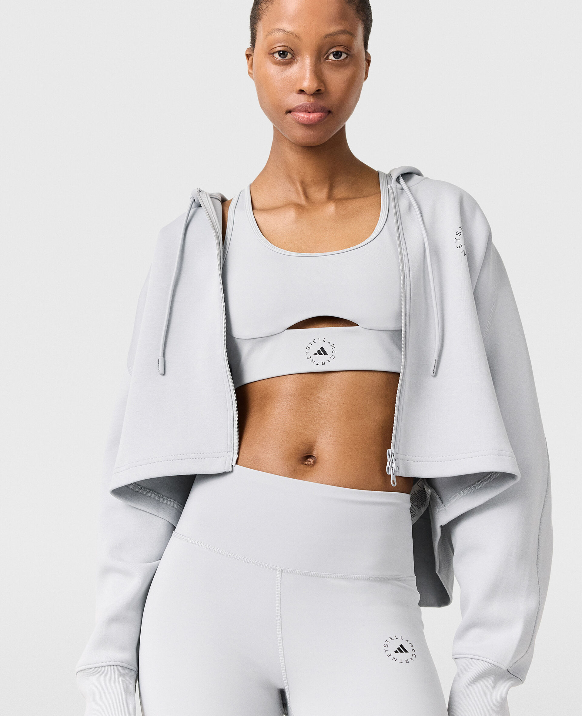 Logo Cropped Hoodie-Grey-large image number 4