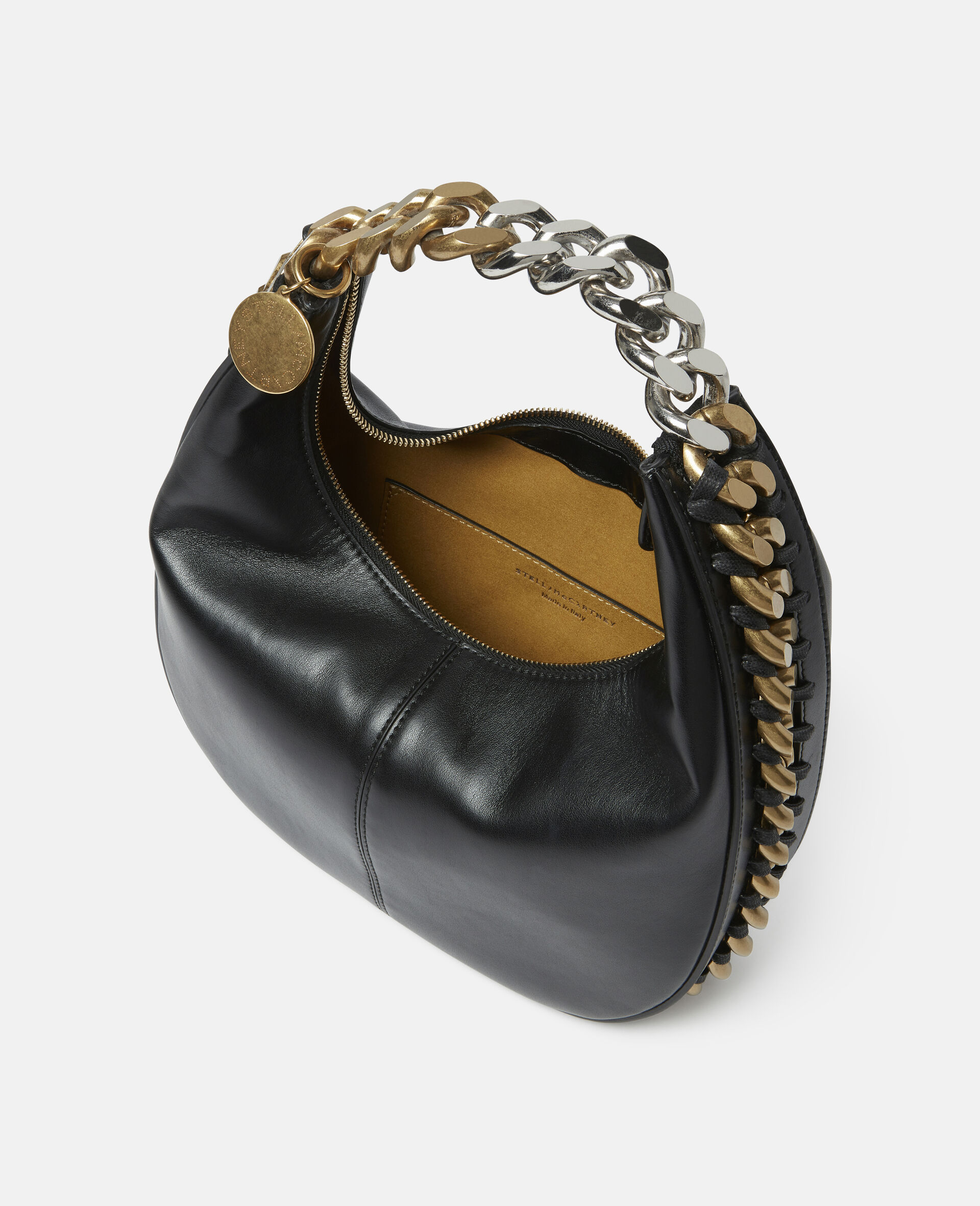 Women BLACK Frayme Small Zipped Shoulder Bag | Stella McCartney US