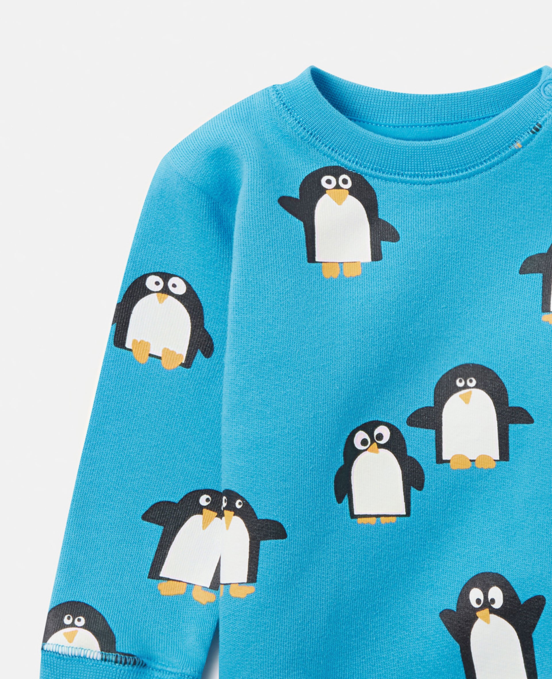 Penguin Print Sweatshirt-Blue-large Penguin Print Sweatshirt-Blue-large image number 1