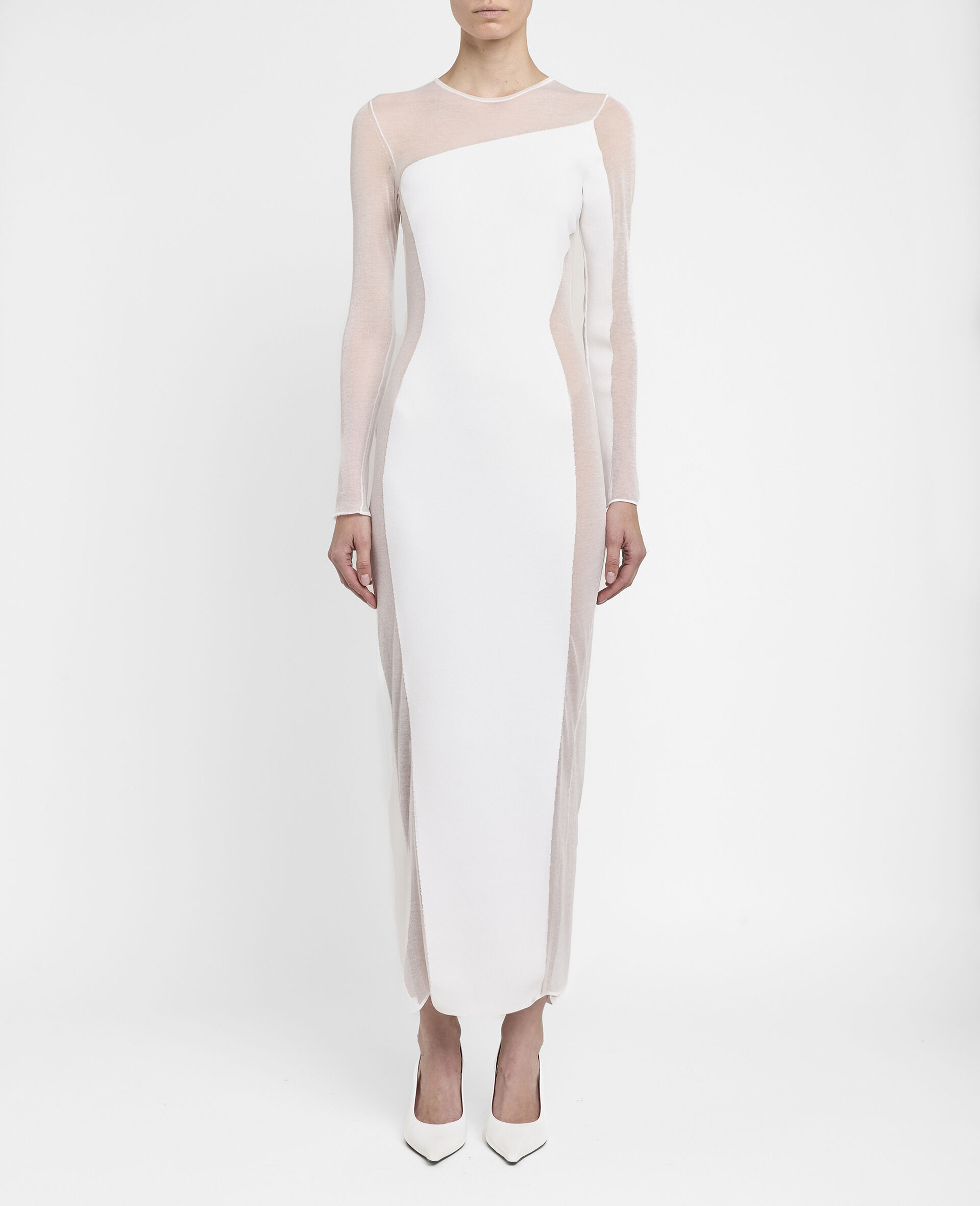 Robe a manches longues en maille compacte Miracle-Blanc-large image number 1