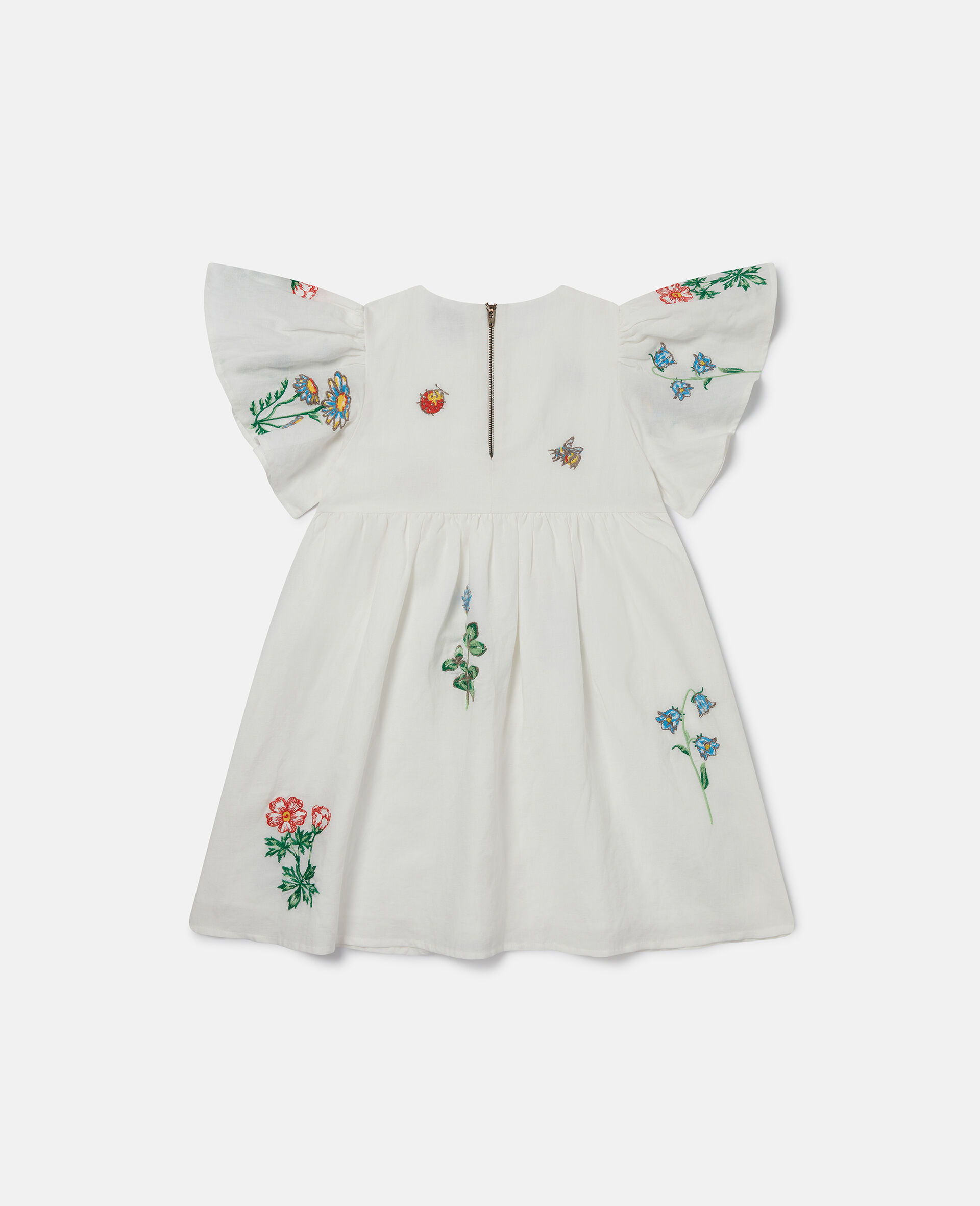 Robe a mancherons avec broderie fleurs-Cream-large image number 2