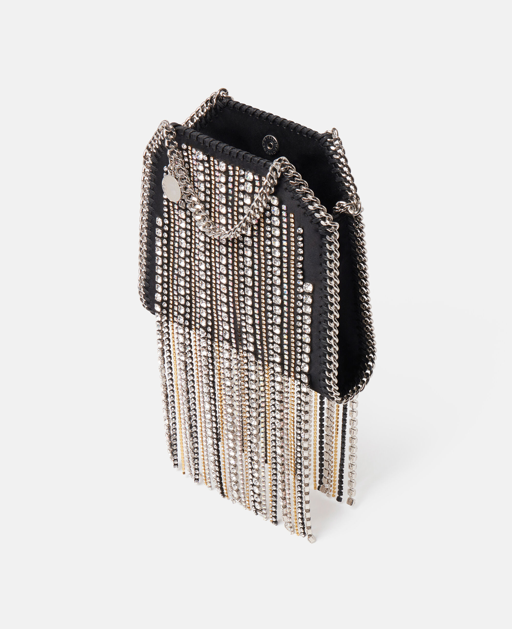 Women BLACK Crystal Fringe Falabella Tiny Tote Bag | Stella