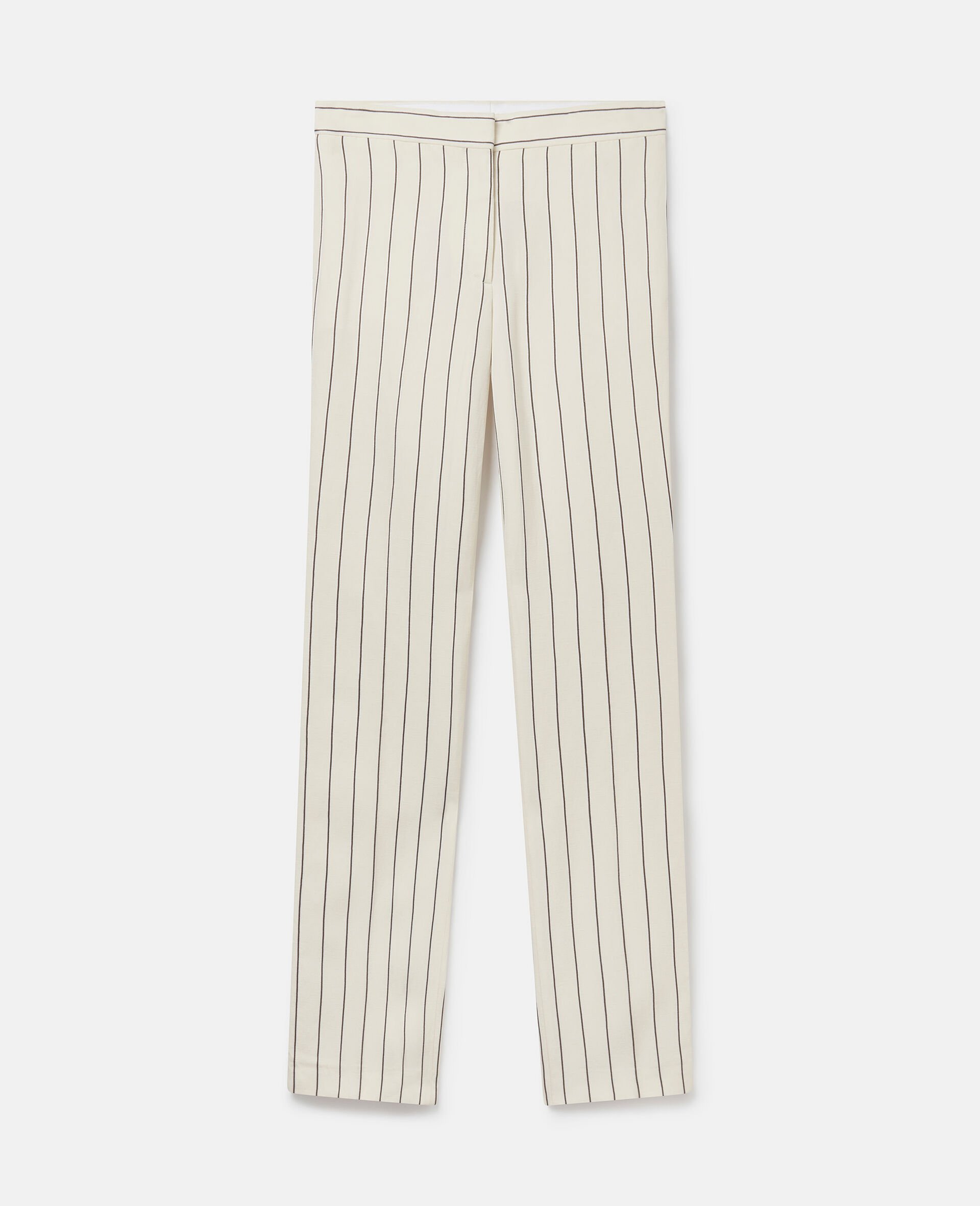 Striped Mid-Rise Straight-Leg Trousers-Brown-large image number 0
