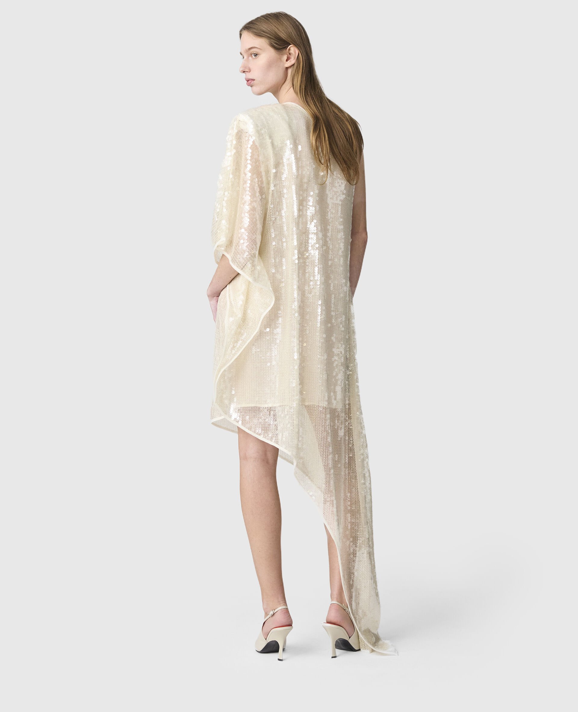 One-Sleeve Sequin Dress-Cream-large One-Sleeve Sequin Dress-Cream-large image number 3