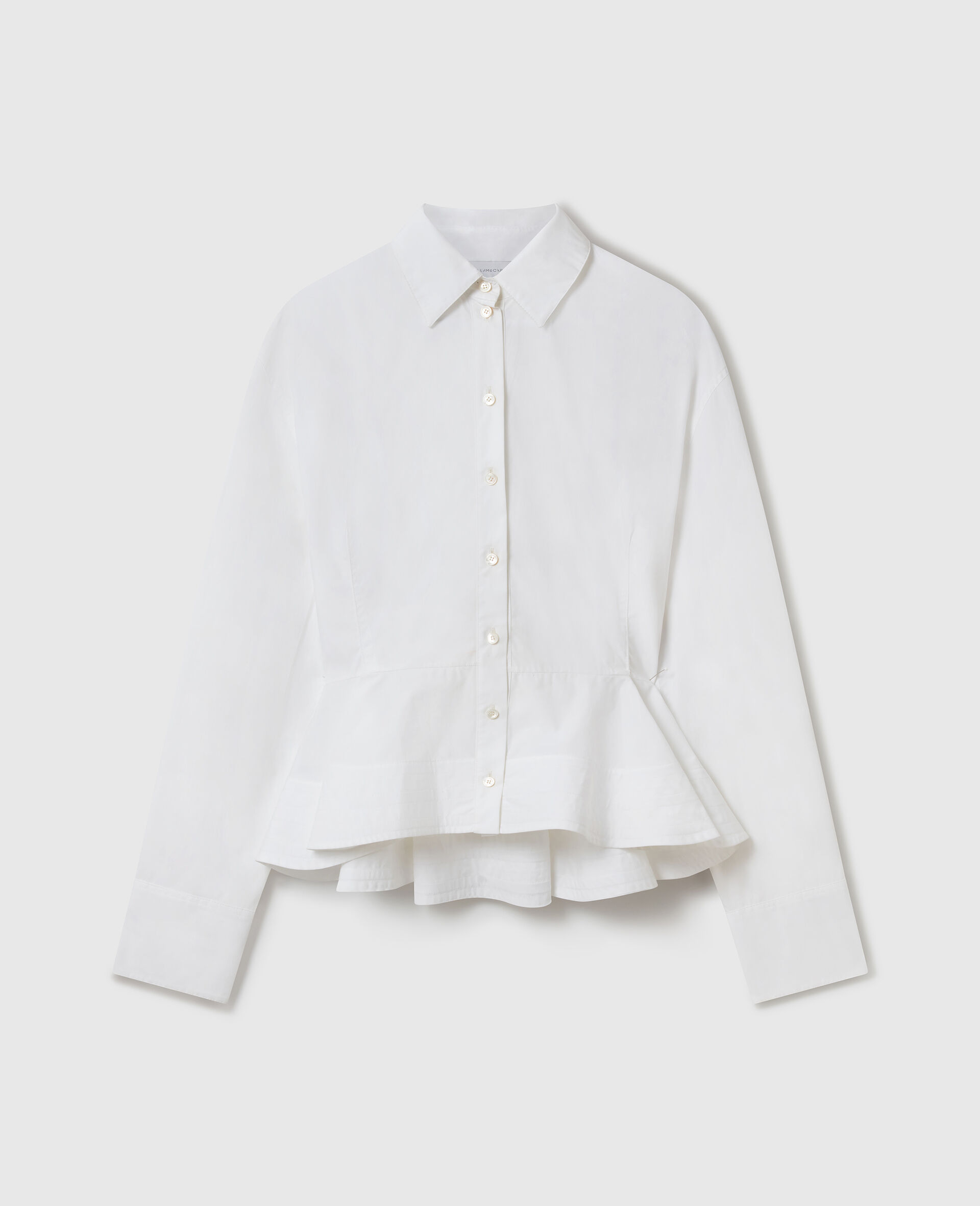 Poplin Peplum Shirt-White-medium