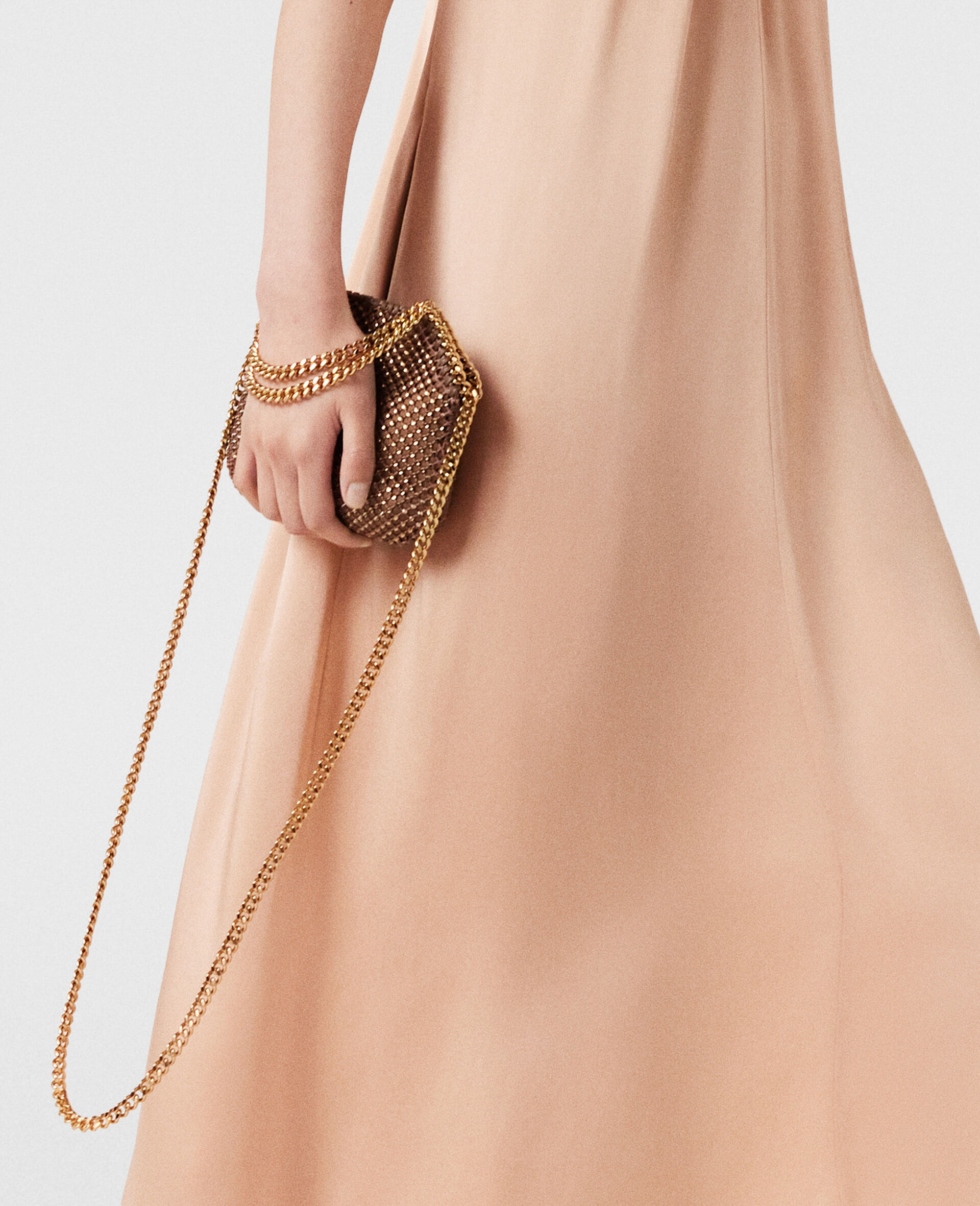 Falabella Tiny Crystal Tote Bag-Brown-model