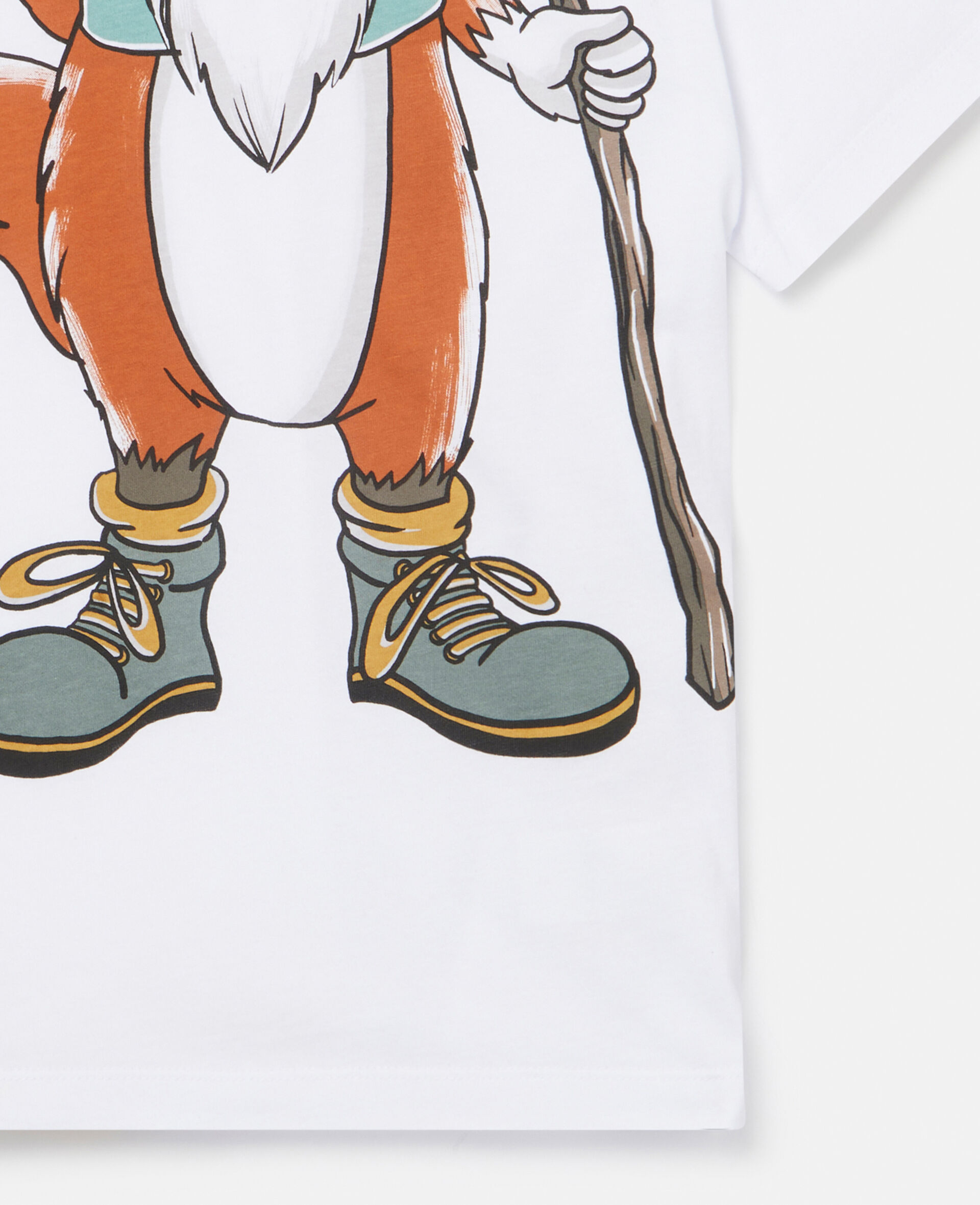 Fox Print Cotton T‐Shirt-White-large image number 1