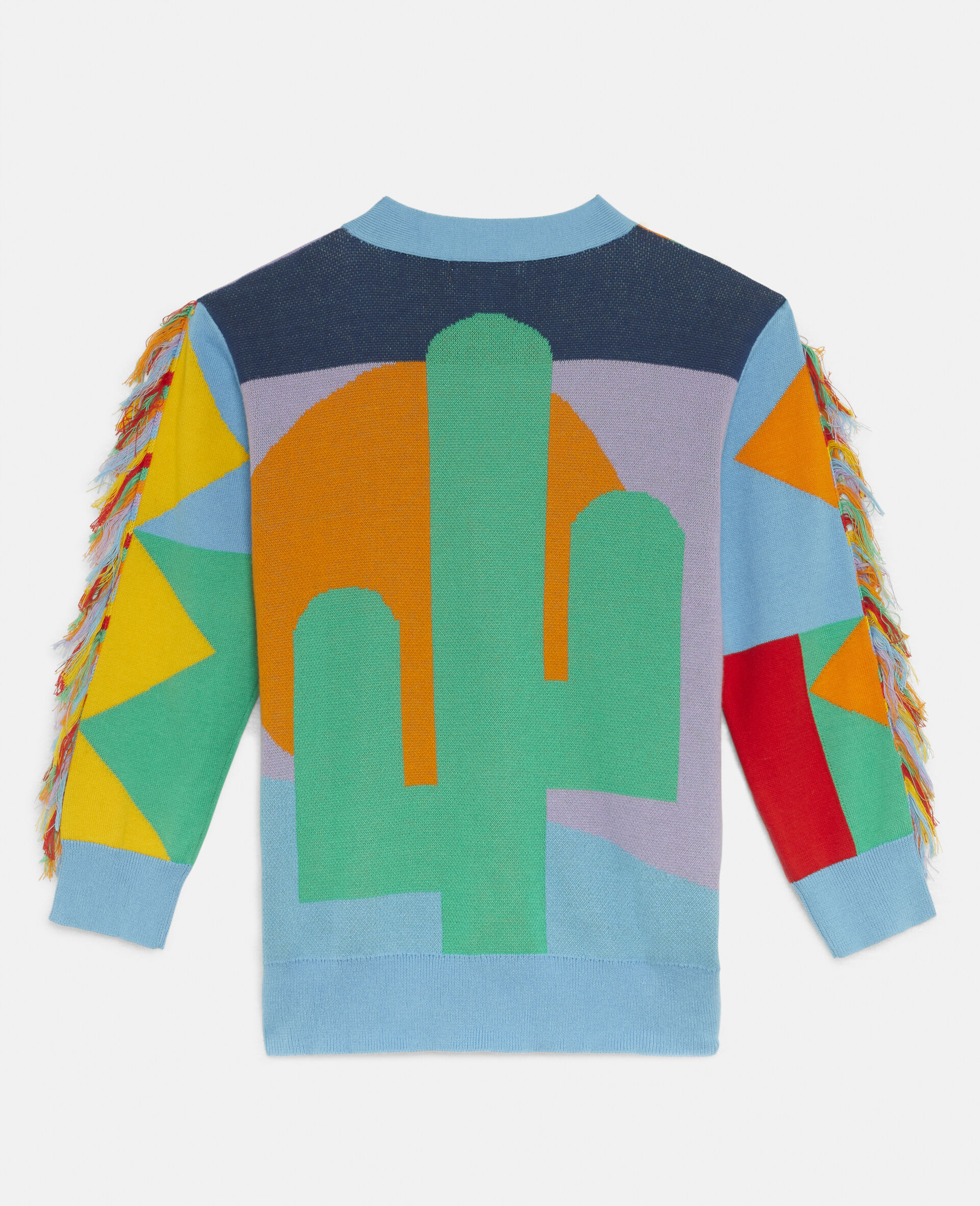 Fringed Knit Cardigan -Multicolour-large image number 2