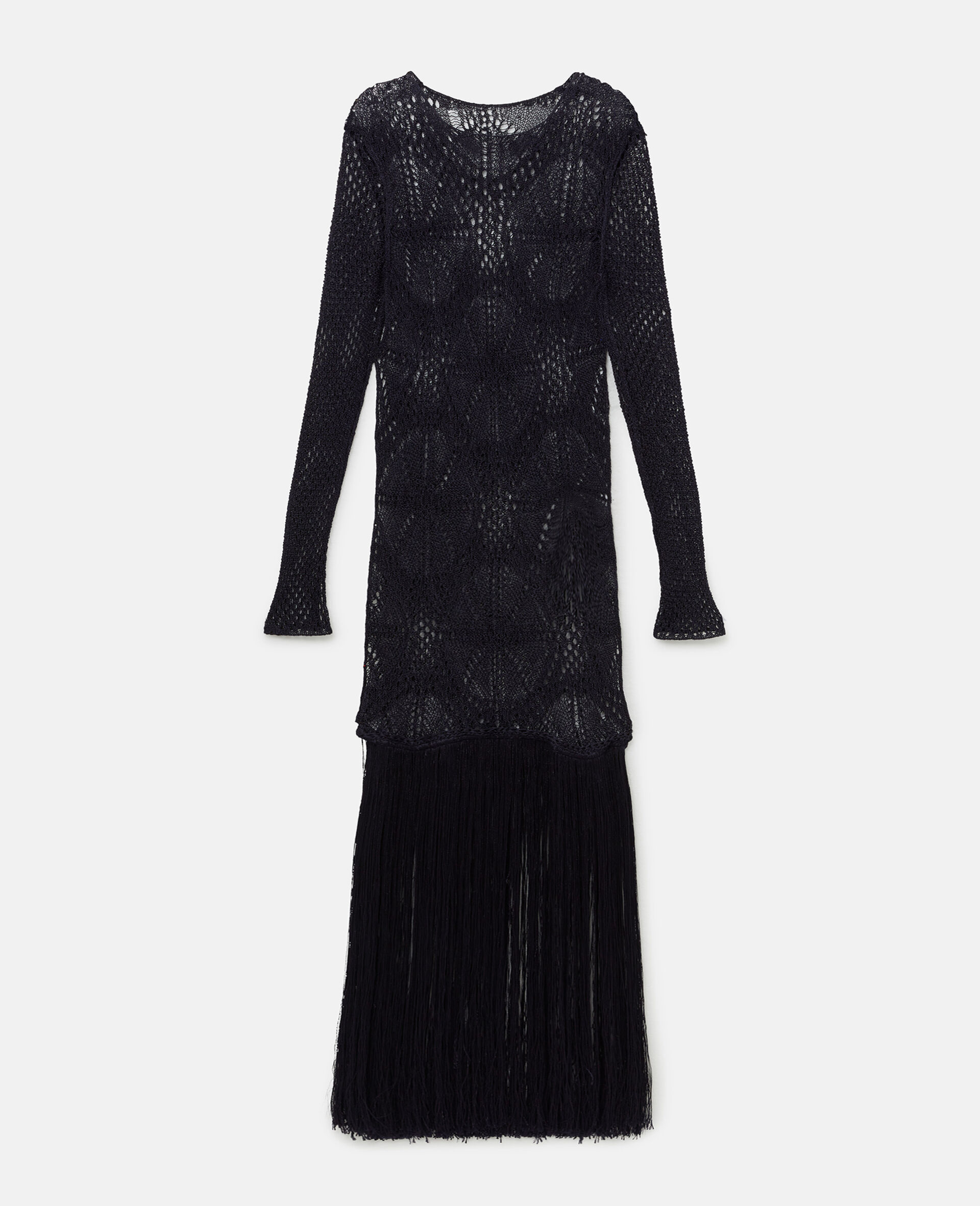 Long Sleeve Crochet Maxi Dress-Blue-large image number 0