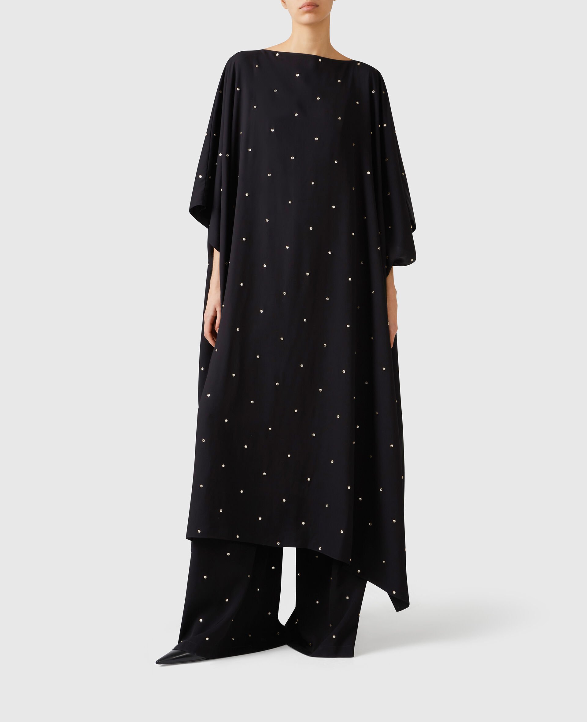 Robe caftan avec cristaux sans plomb-Noir-medium