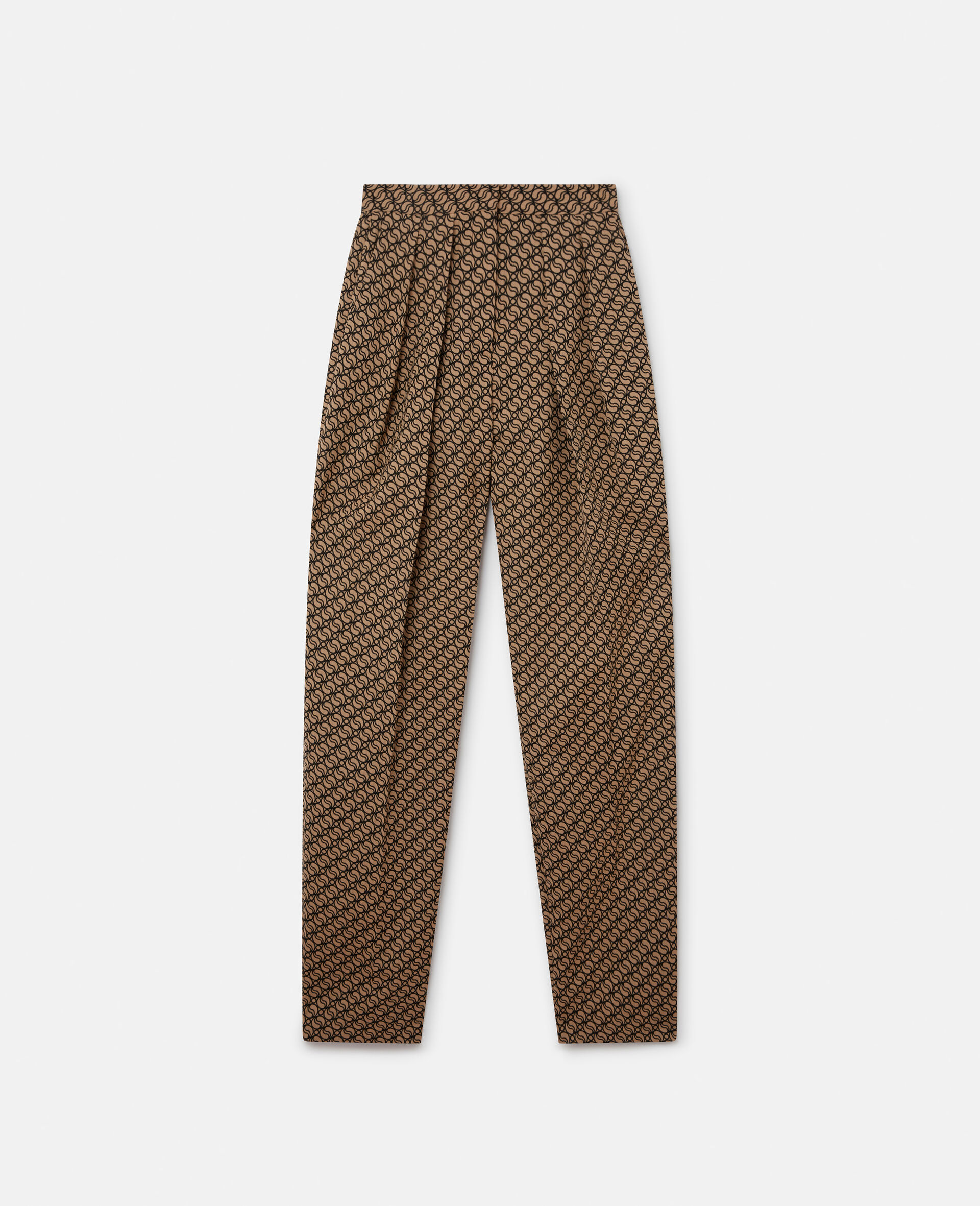 S-Wave Pleat Front Straight Leg Trousers-Beige-large image number 0