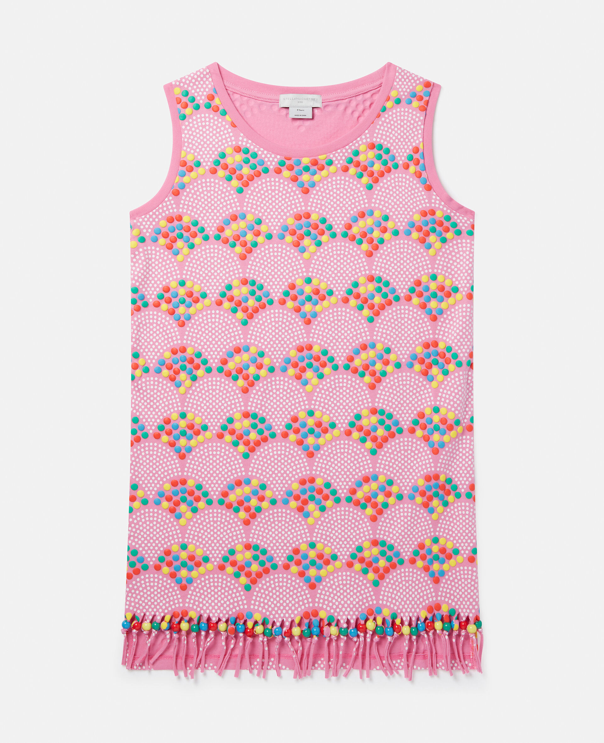Beaded Fan Motif Sleeveless Jumper Dress-Pink-large image number 0