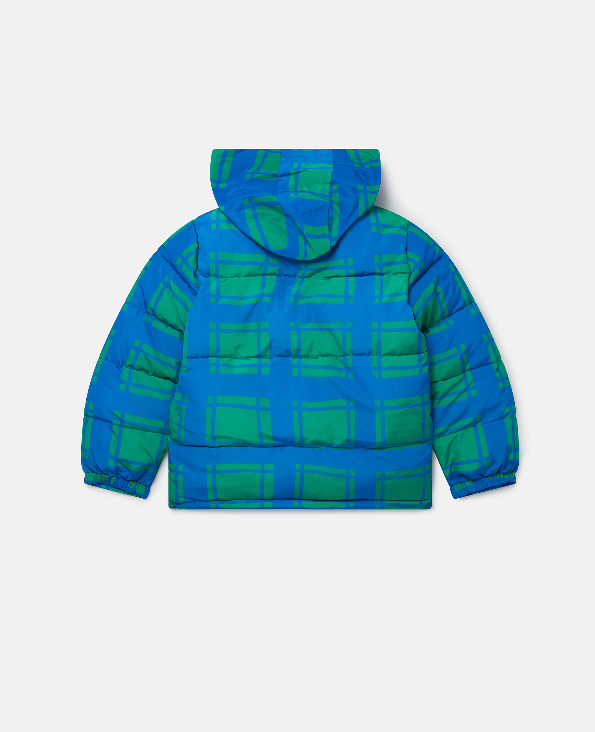 Sunshine Face Checked Puffer Coat-Blue-large image number 2
