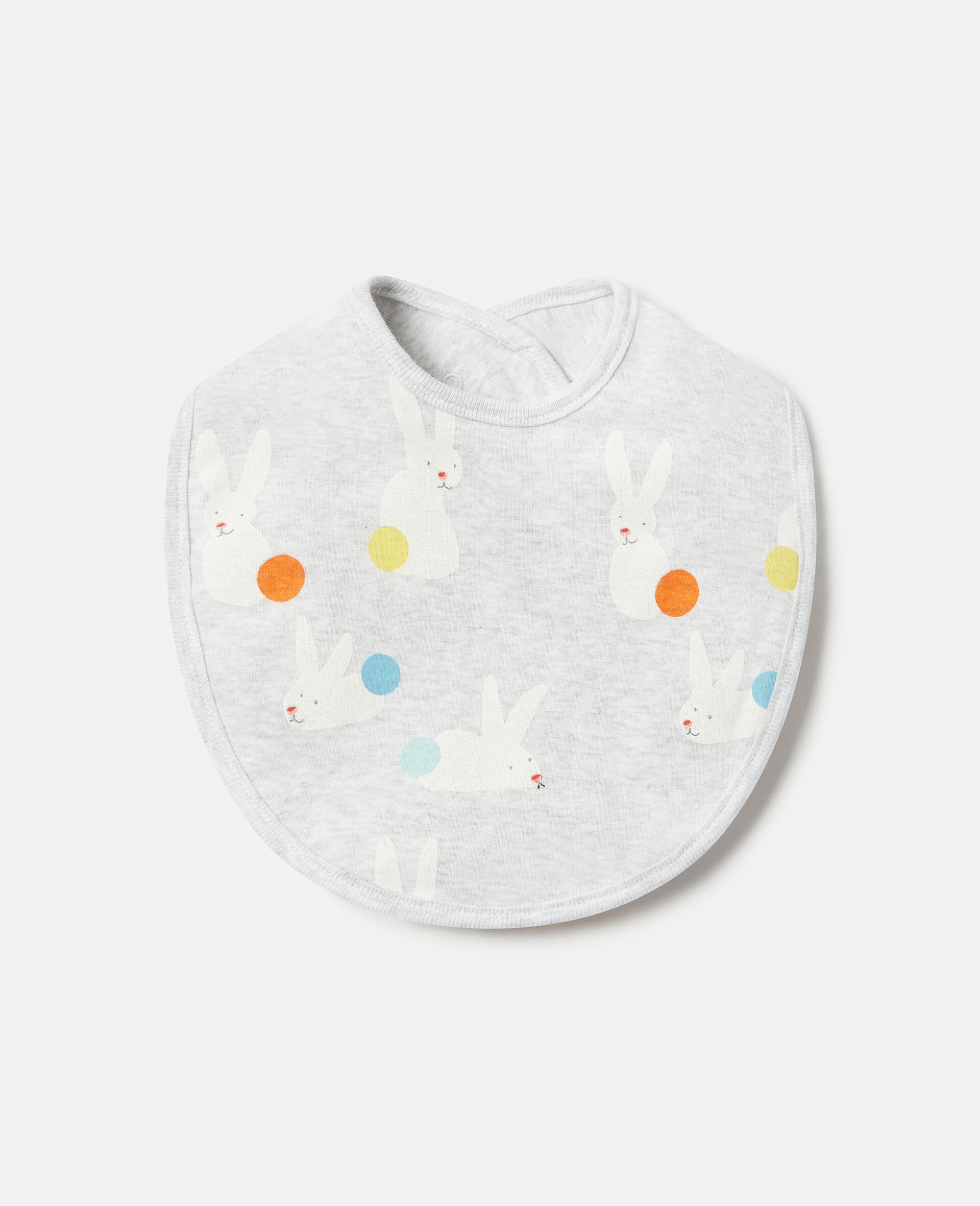 Bunny Print Bibs Set-Grey-large image number 1