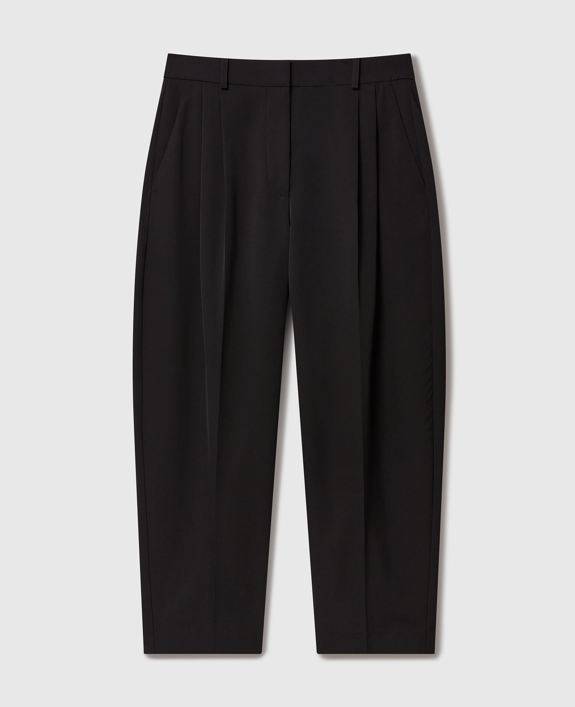 Pleated High-Rise Wool Trousers-Grey-large image number 0