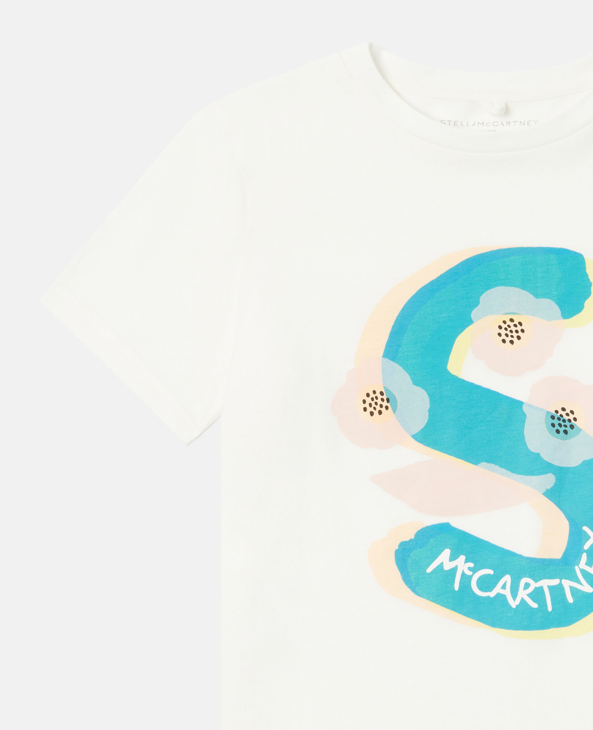 'S' Graphic Flower Print T-Shirt-White-large image number 1