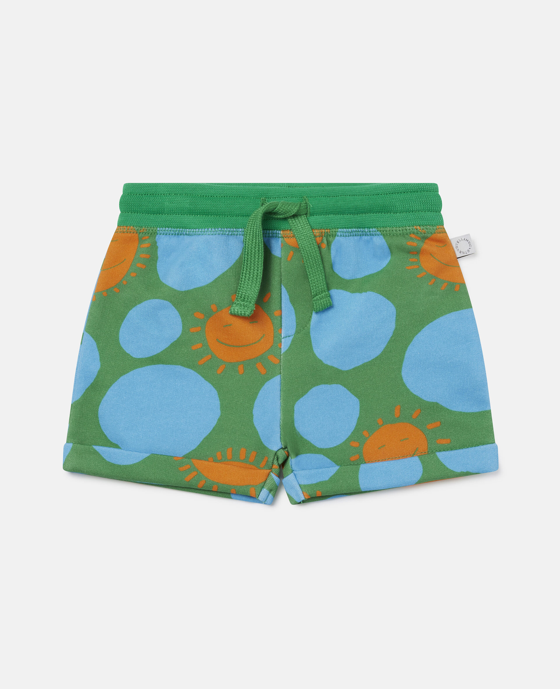 Sun Dot Print Cotton Fleece Shorts -Green-large image number 0