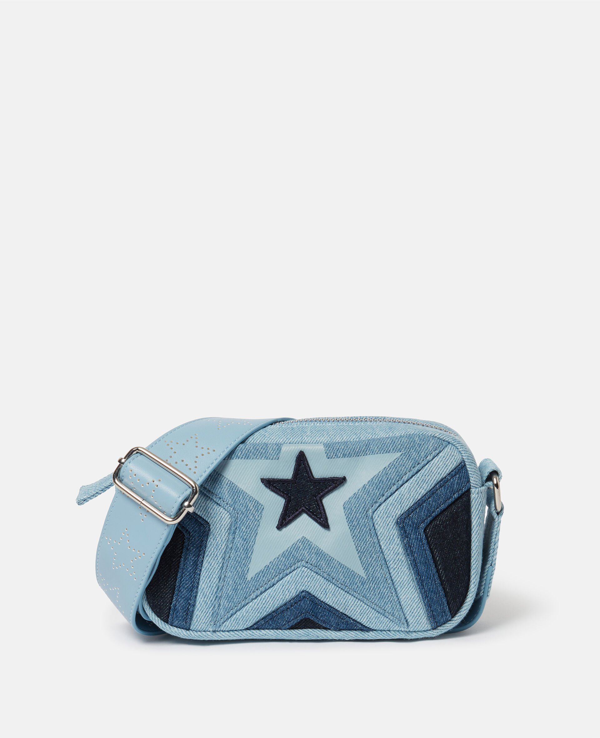 Star Motif Denim Crossbody Bag-Multicoloured-medium