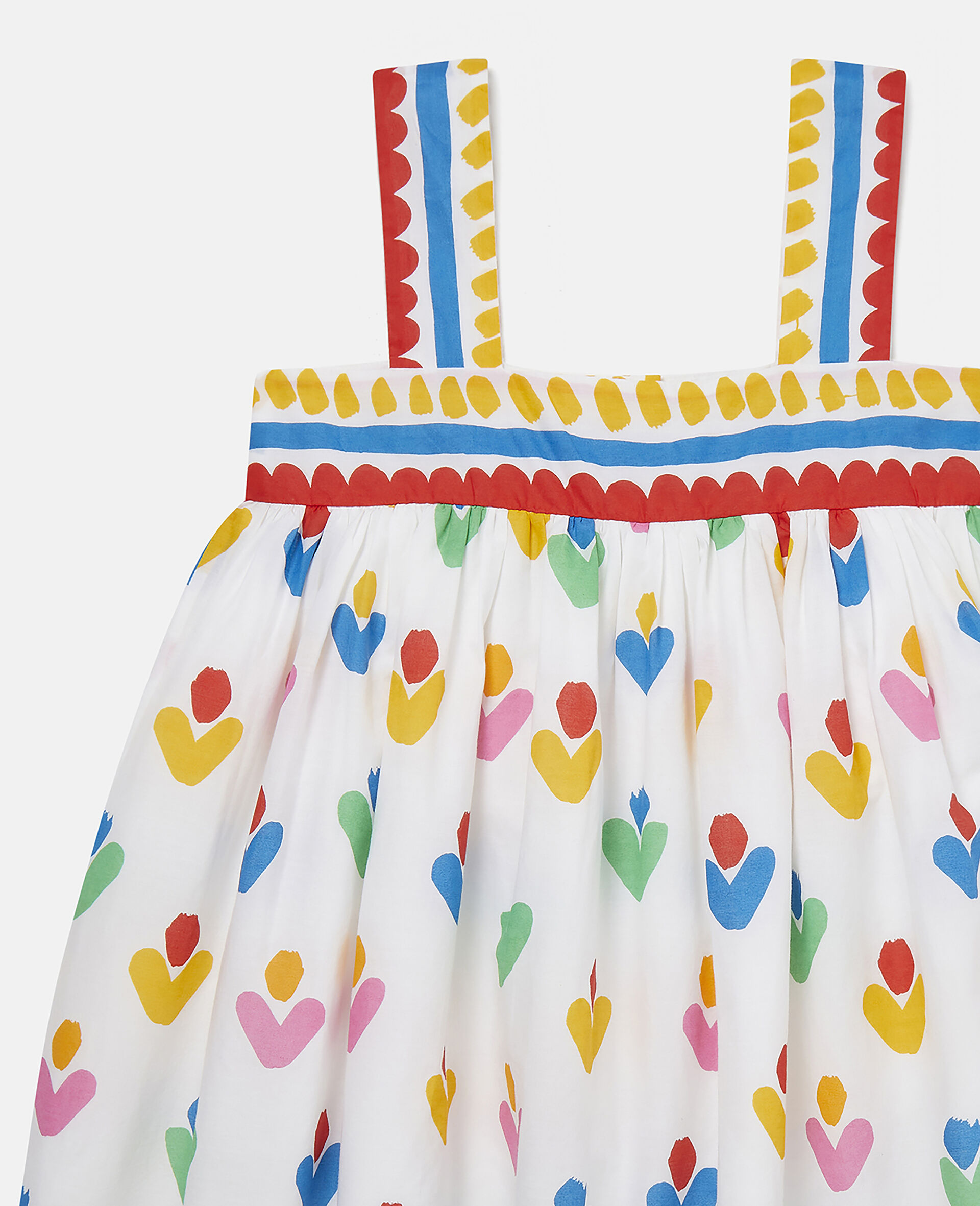Heart Flower Print Cotton Dress-White-large image number 1