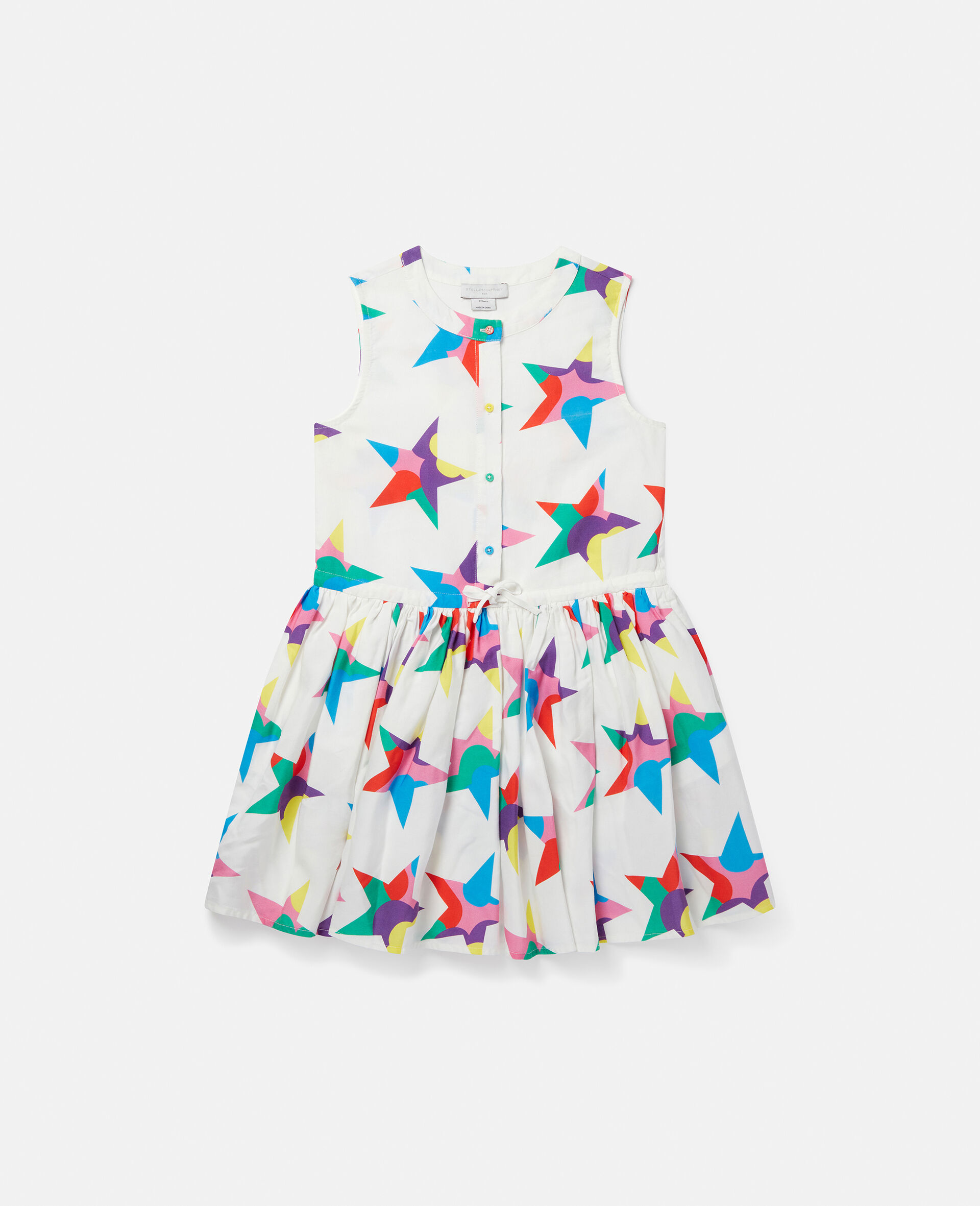 Star Print Sleeveless Shirt Dress-White-large image number 0