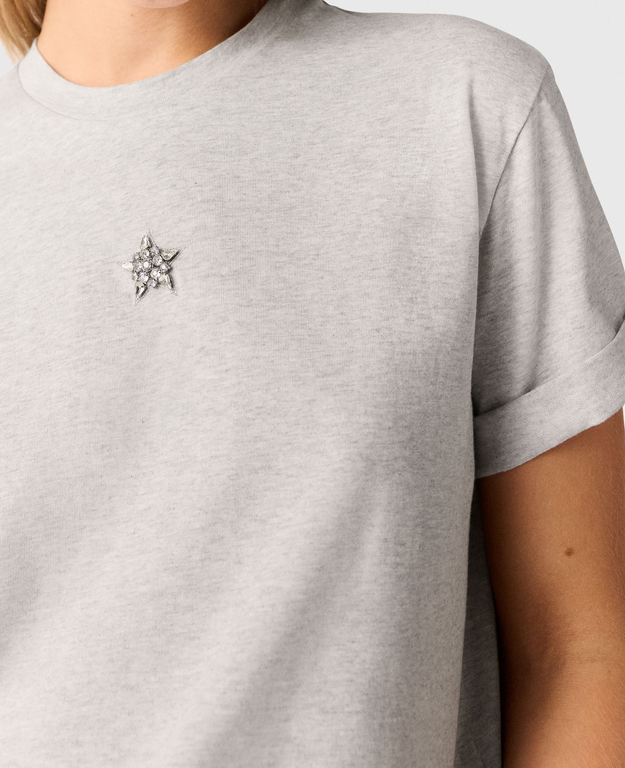 Women Gray mélange Star Boxy T-Shirt | Stella McCartney US