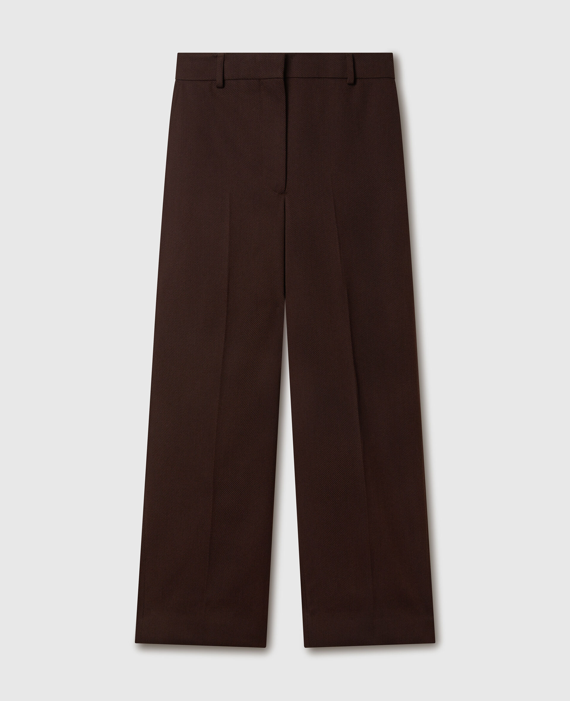 Pleated Straight-Leg Trousers-Brown-medium