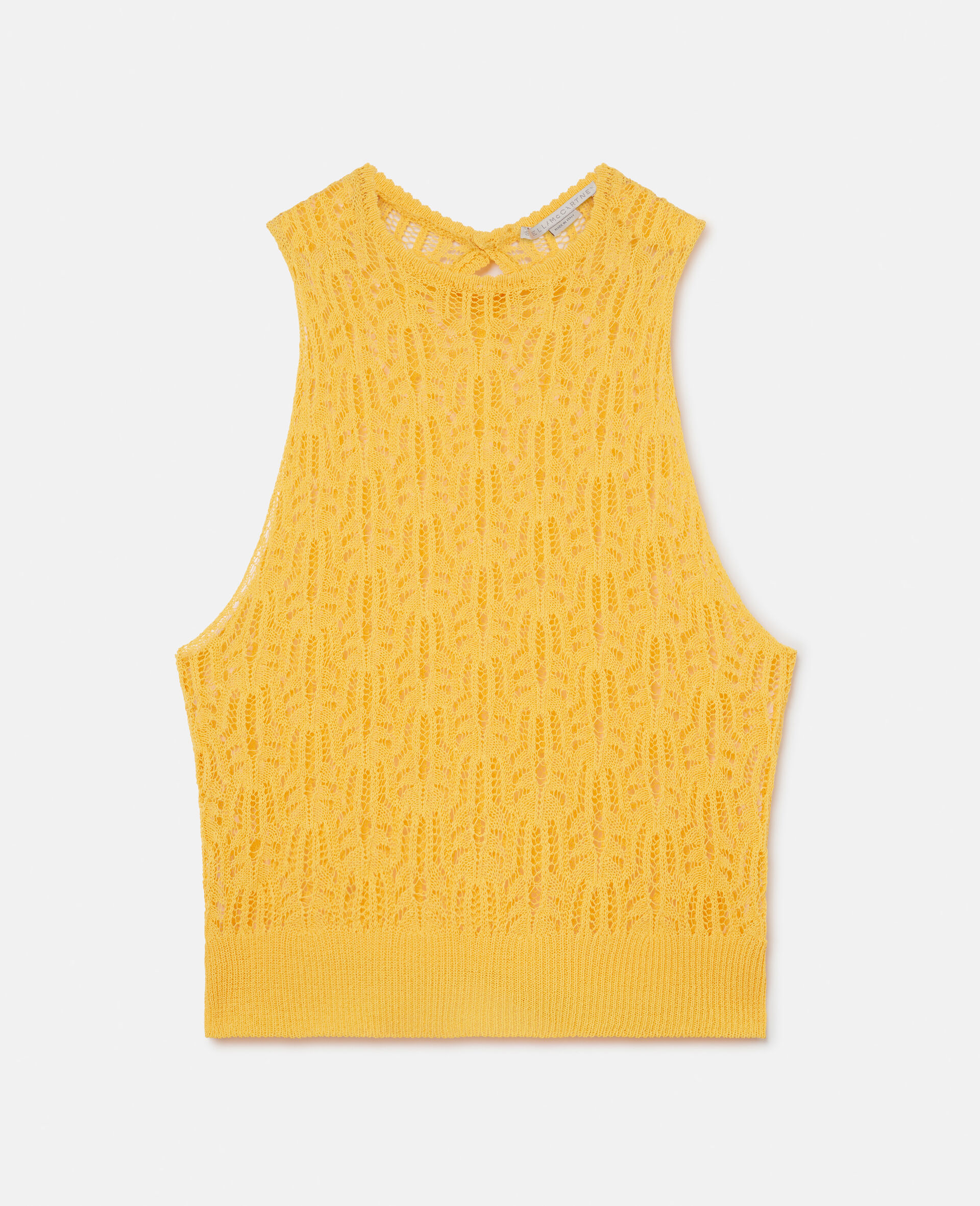 Pointelle Knit Tank Top-Yellow-large