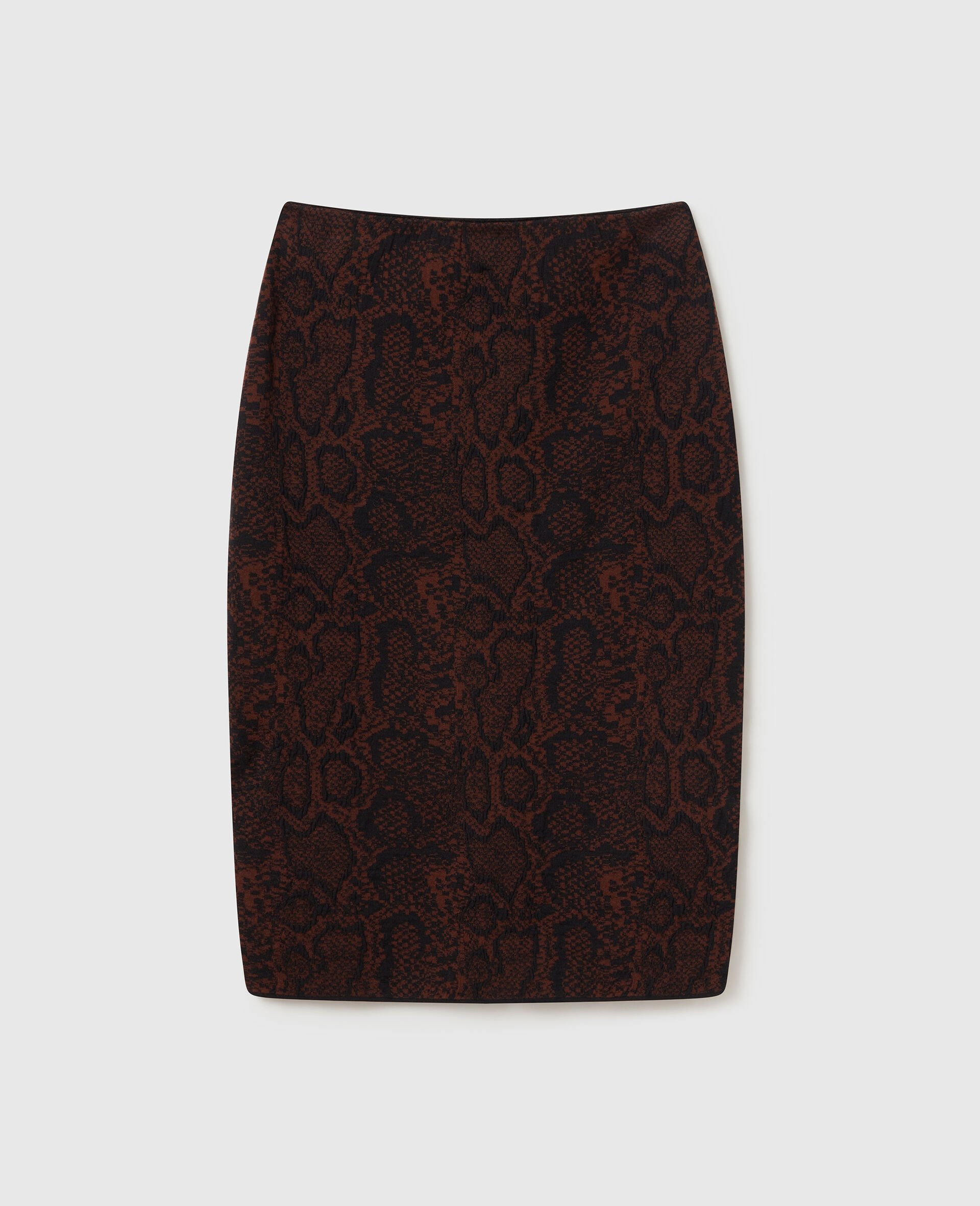 Snake Print Knit Midi Skirt-Black-medium