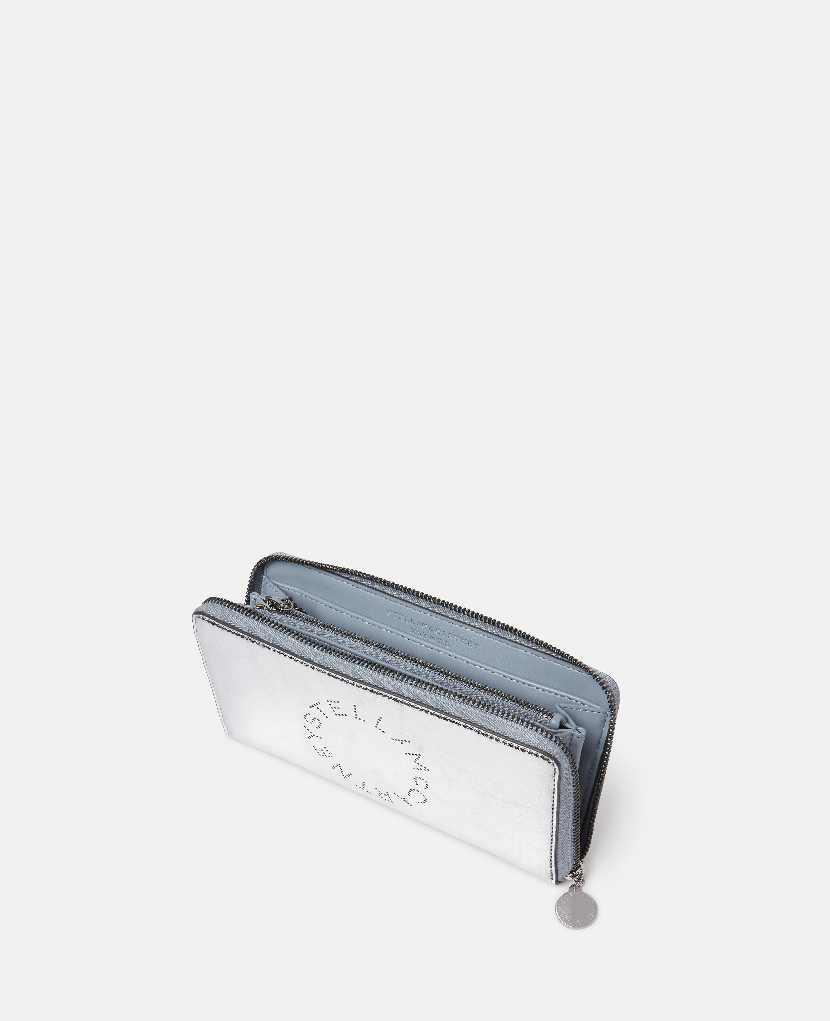 Women Metallic Silver Logo Continental Wallet Stella McCartney US