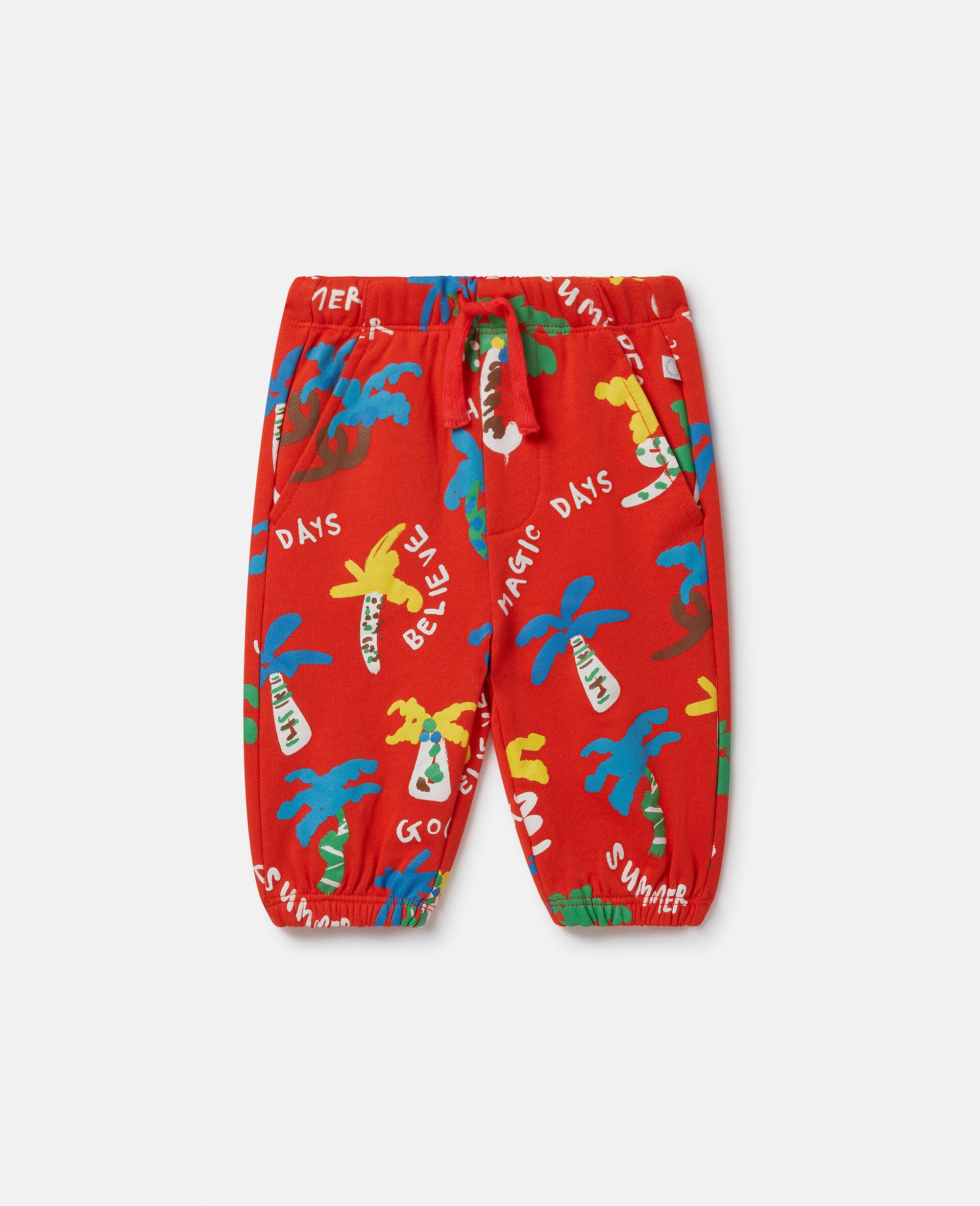 Pantalon de jogging a imprime palmier Good Vibes-Rouge-large image number 0