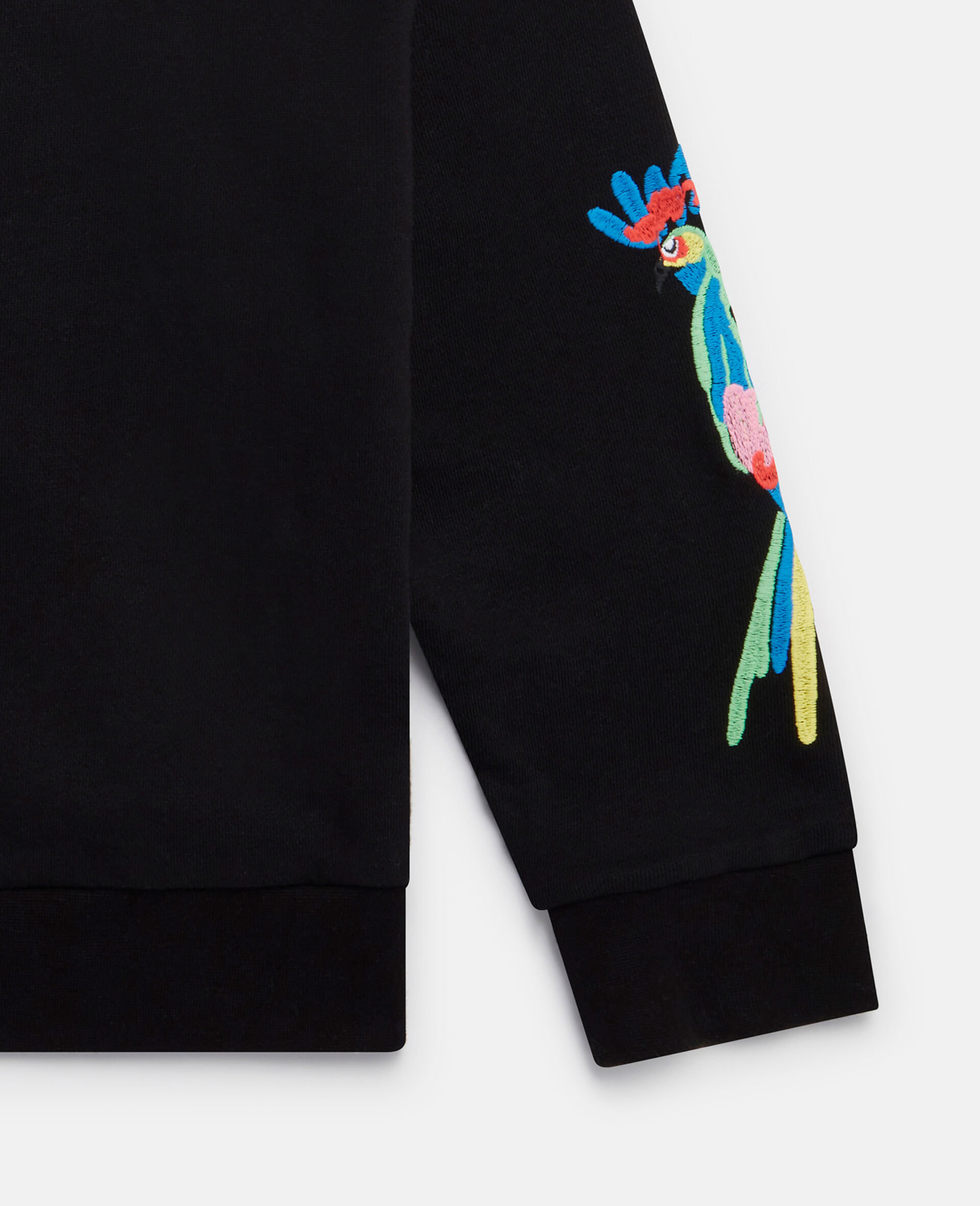 Parrot Embroidery Sweatshirt-Black-large image number 3