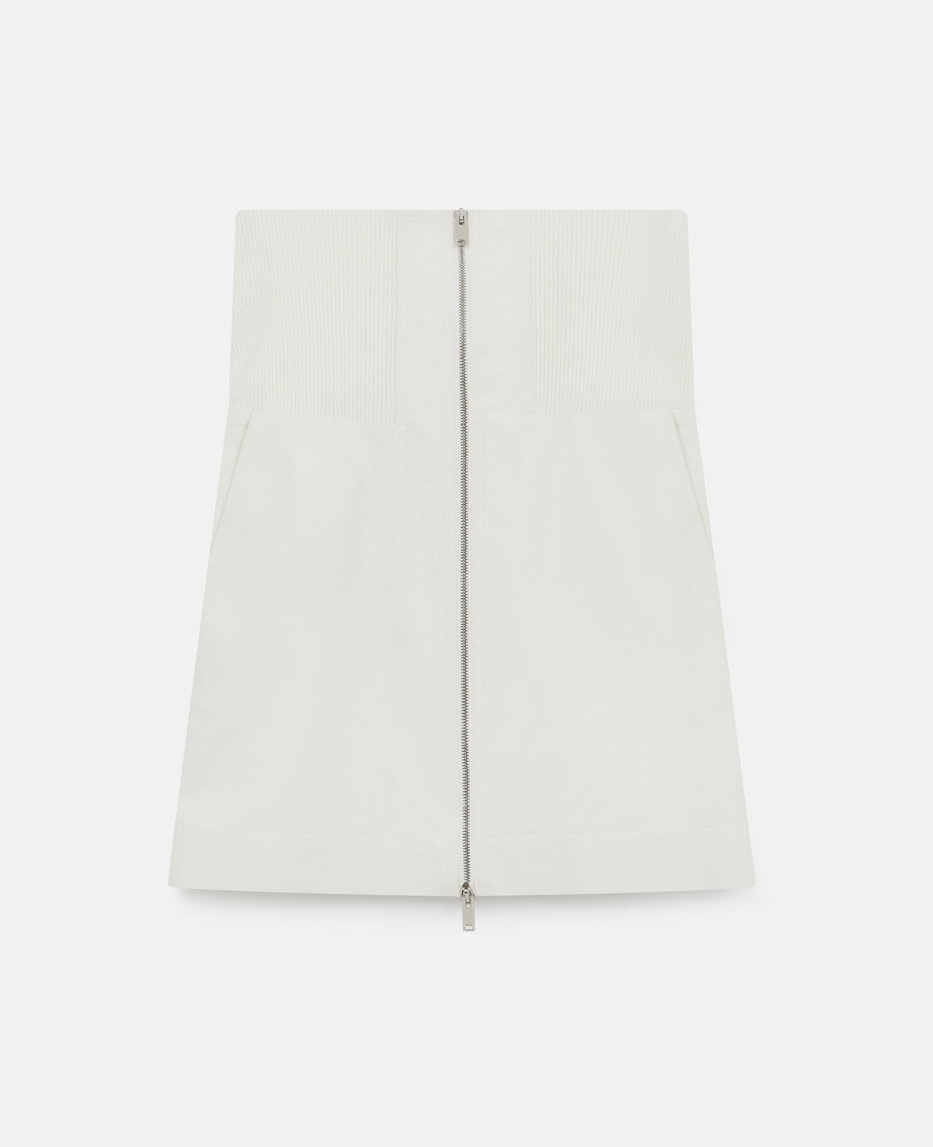 Mini-jupe zippée en matière synthétique-Blanc-large image number 0