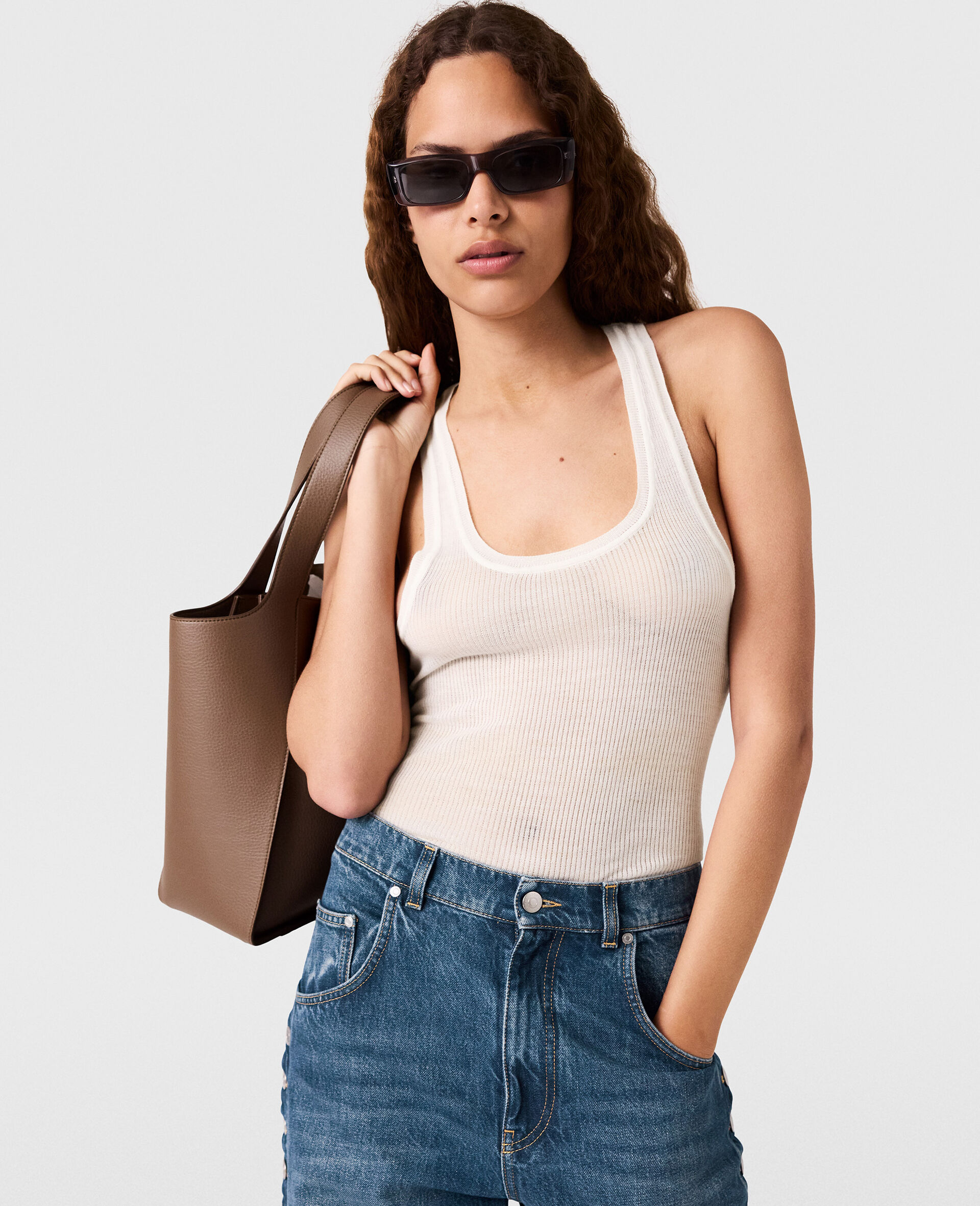 Logo Large Studded Tote Bag-Brown-large image number 5