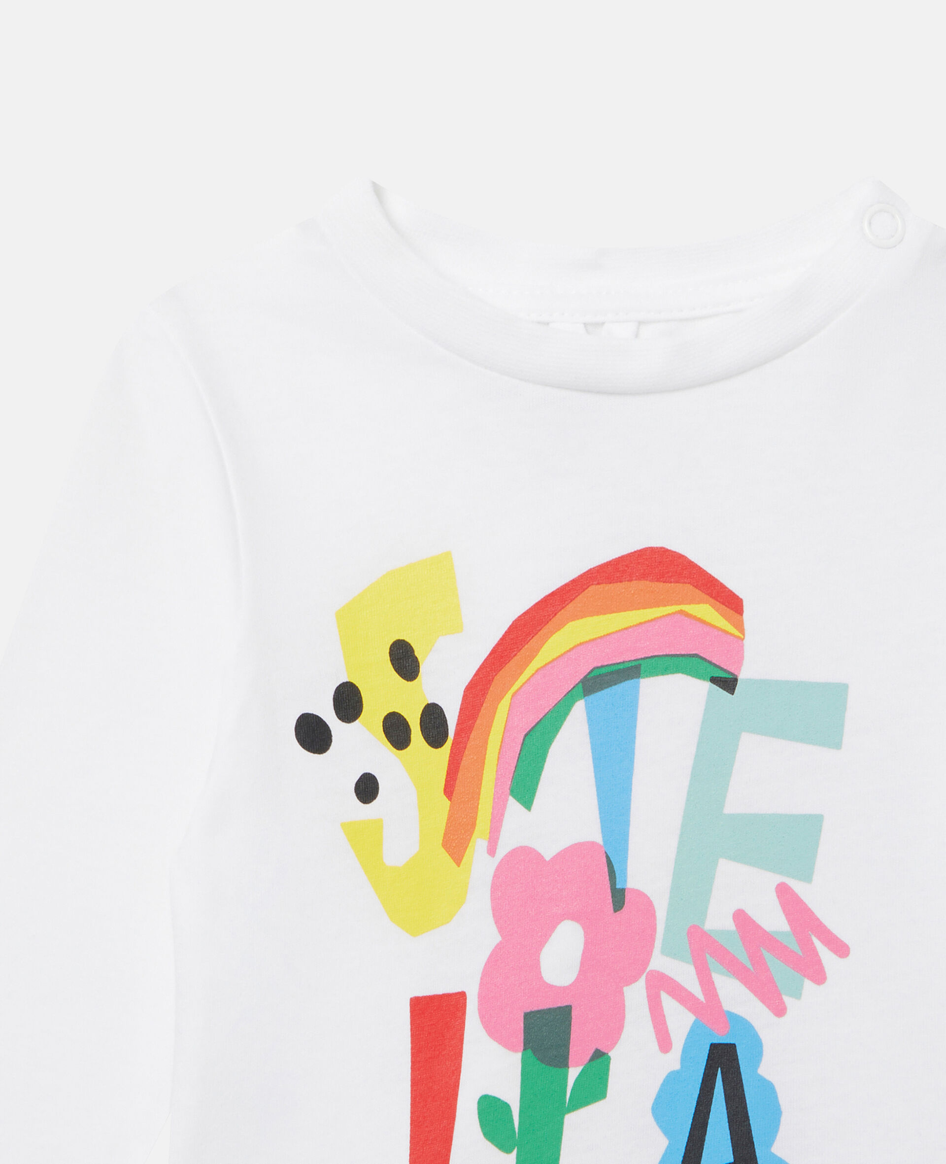 Rainbow Logo Print Cotton T‐Shirt-White-large image number 1