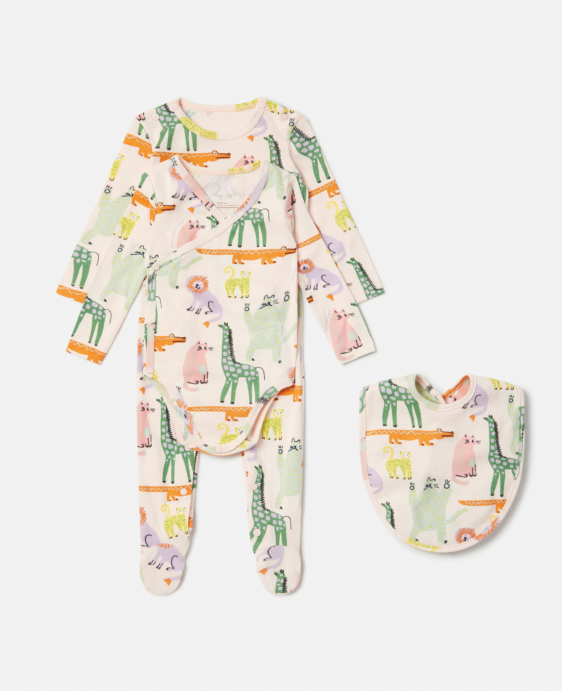 Giraffe Print Babygrow and Bib Set-Purple-large image number 0