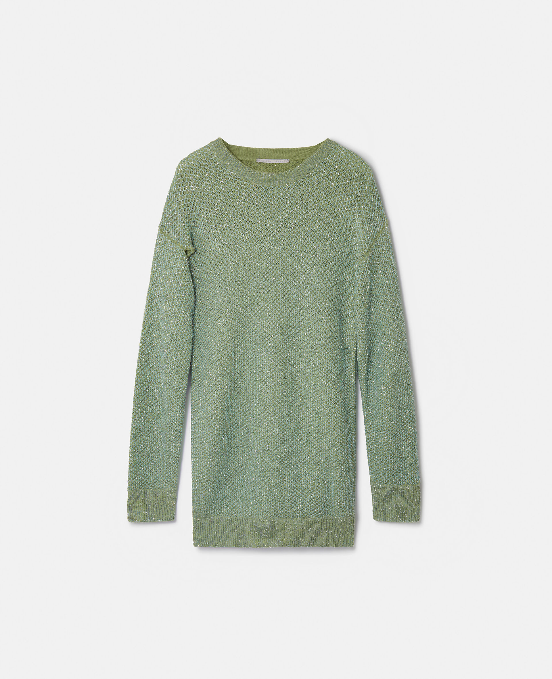 Cape-Pulloverkleid mit Pailletten-Grün-medium