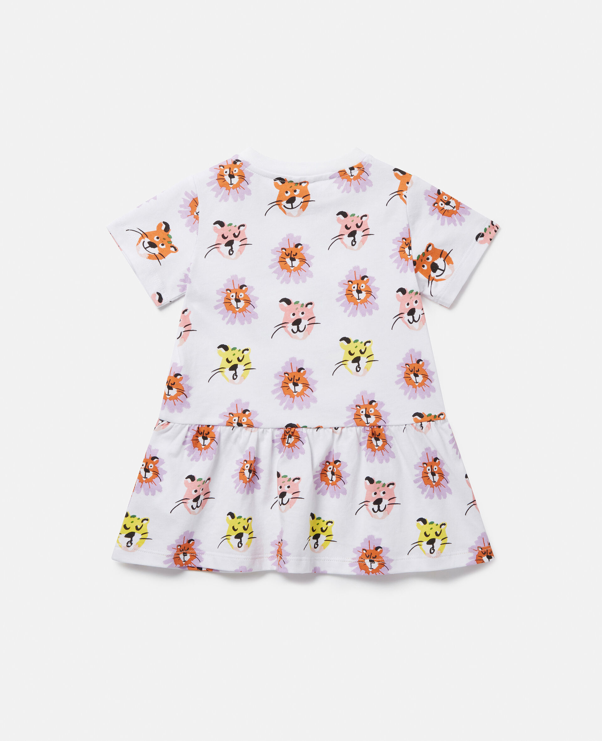 Cheetah Face Print Dress-White-large image number 2